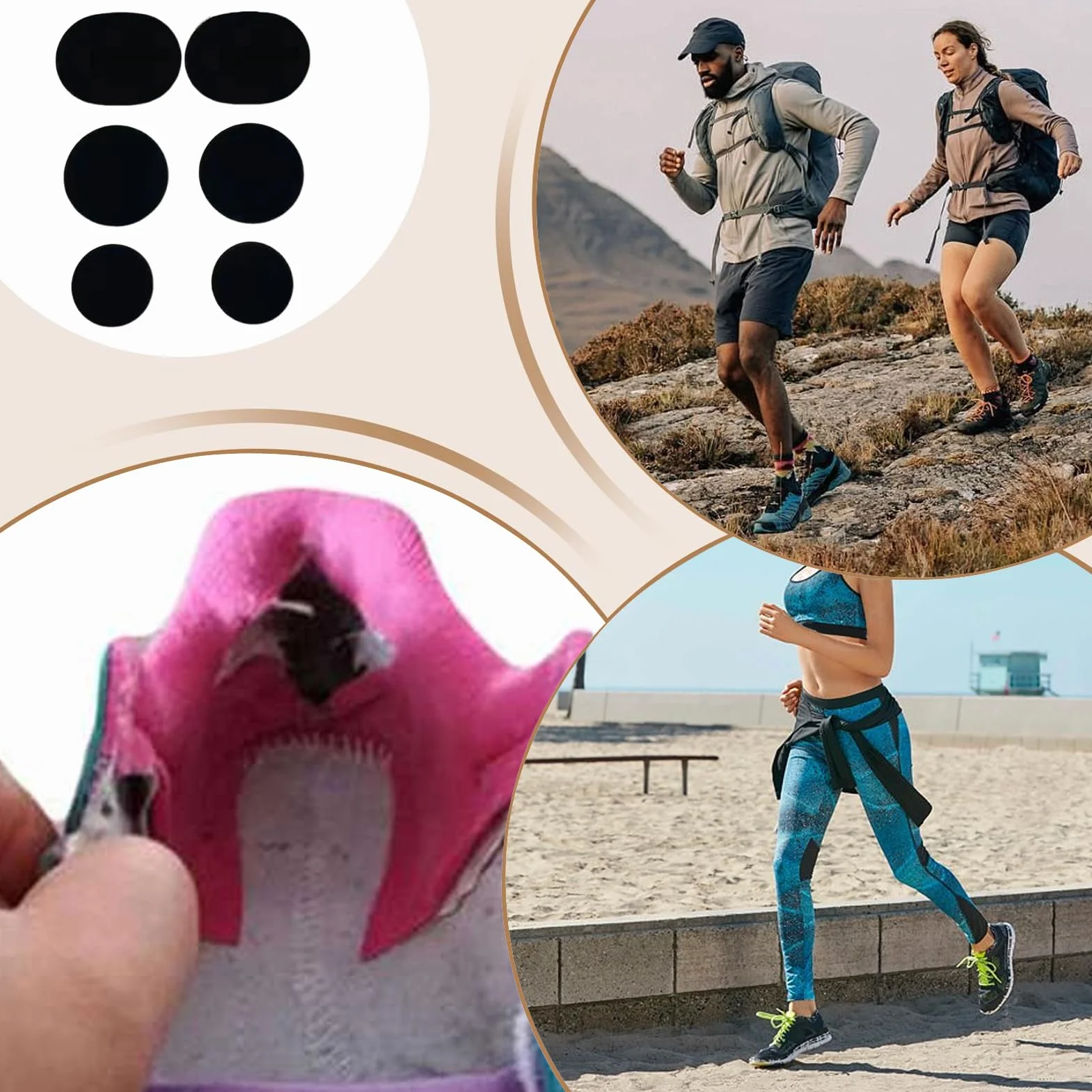 Parches para zapatos para agujeros – Parche para agujero para zapatos | Adhesivo de prevención de Toeburst | 6 parches transpirables para zapatos para correr, zapatillas de baile, botas de trabajo