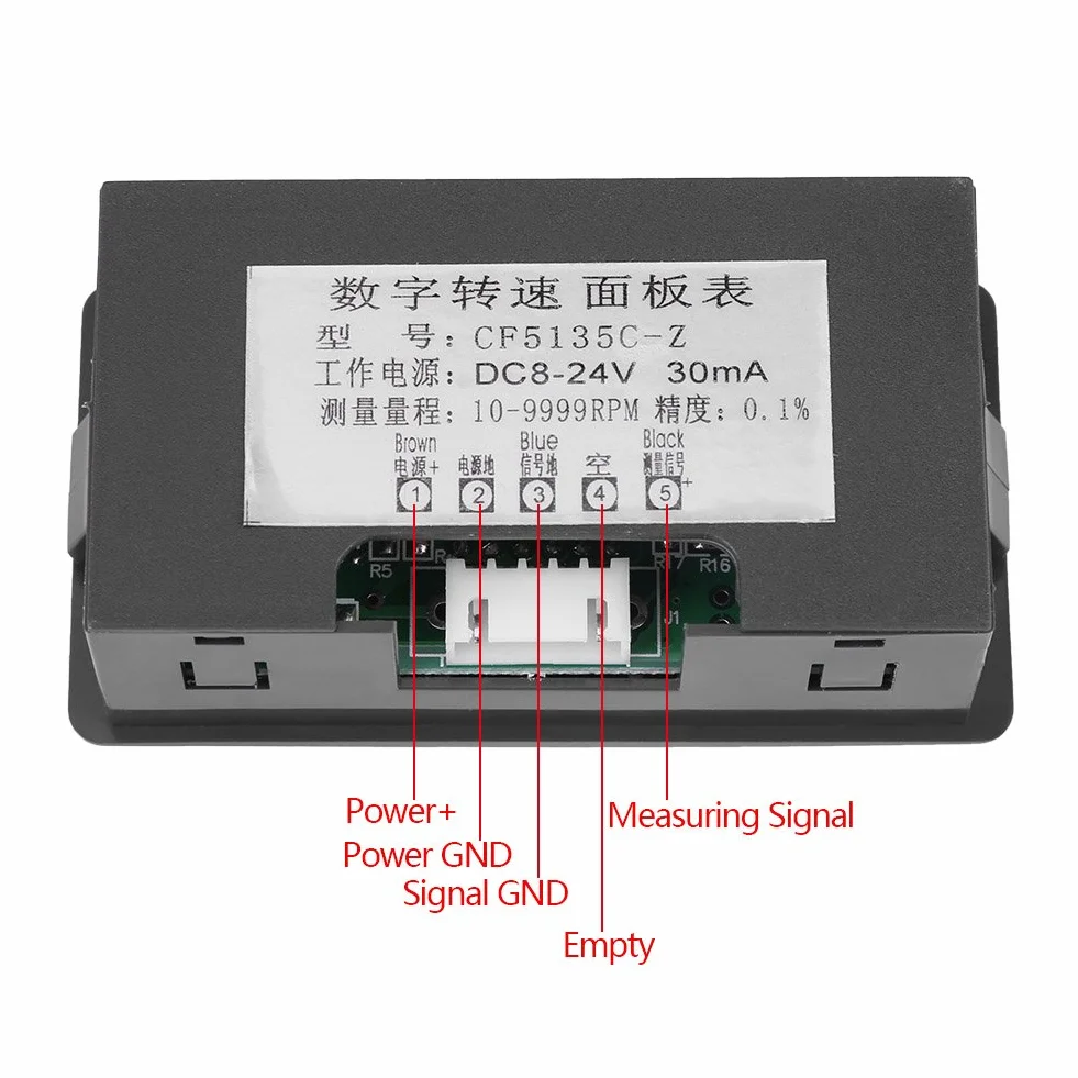 Tacómetro de Panel LED 4 Dígitos NPN Rojo/Azul con Sensor de Proximidad Efecto Hall
