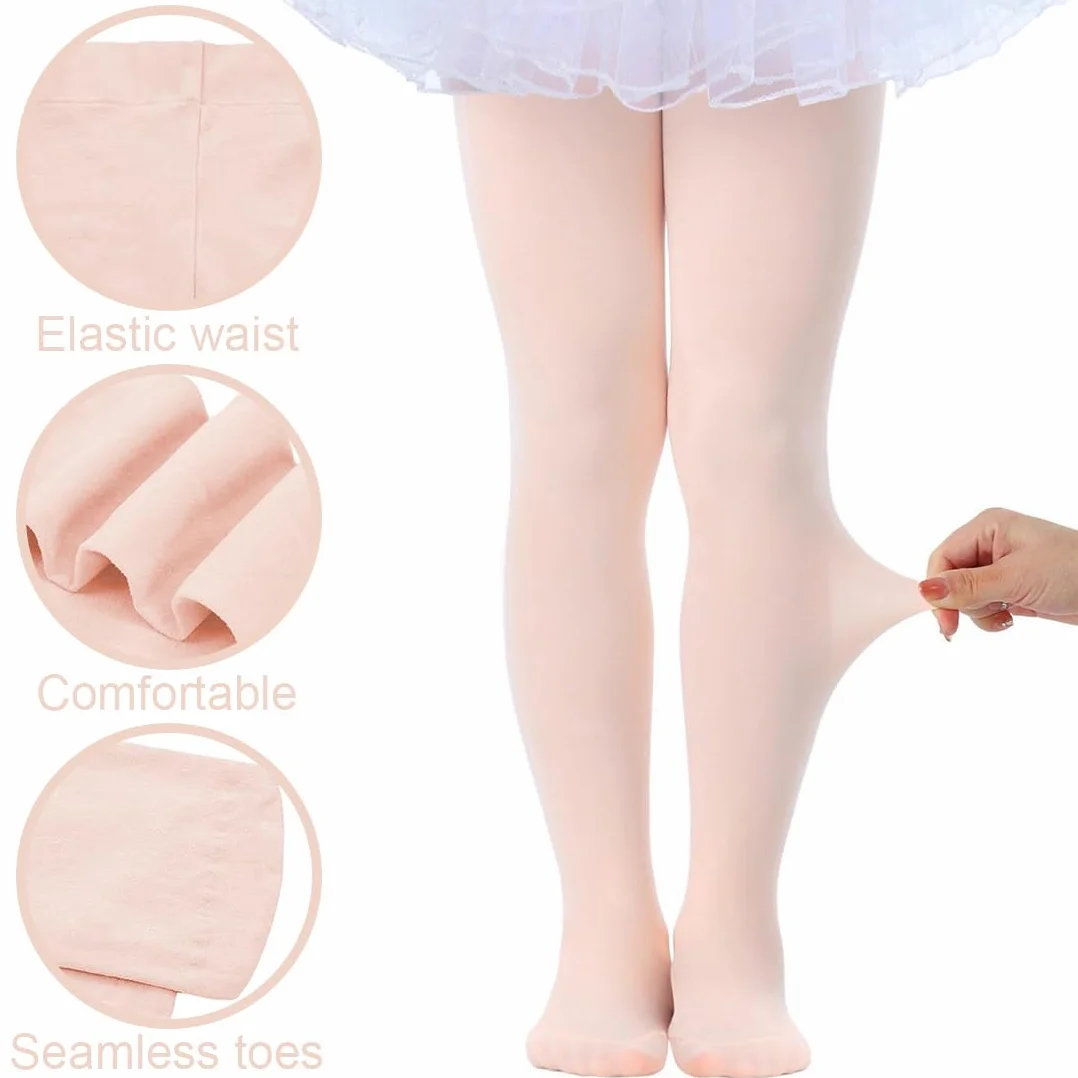 Medias de ballet 80D elásticas transpirables para niñas pequeñas Rosa nude