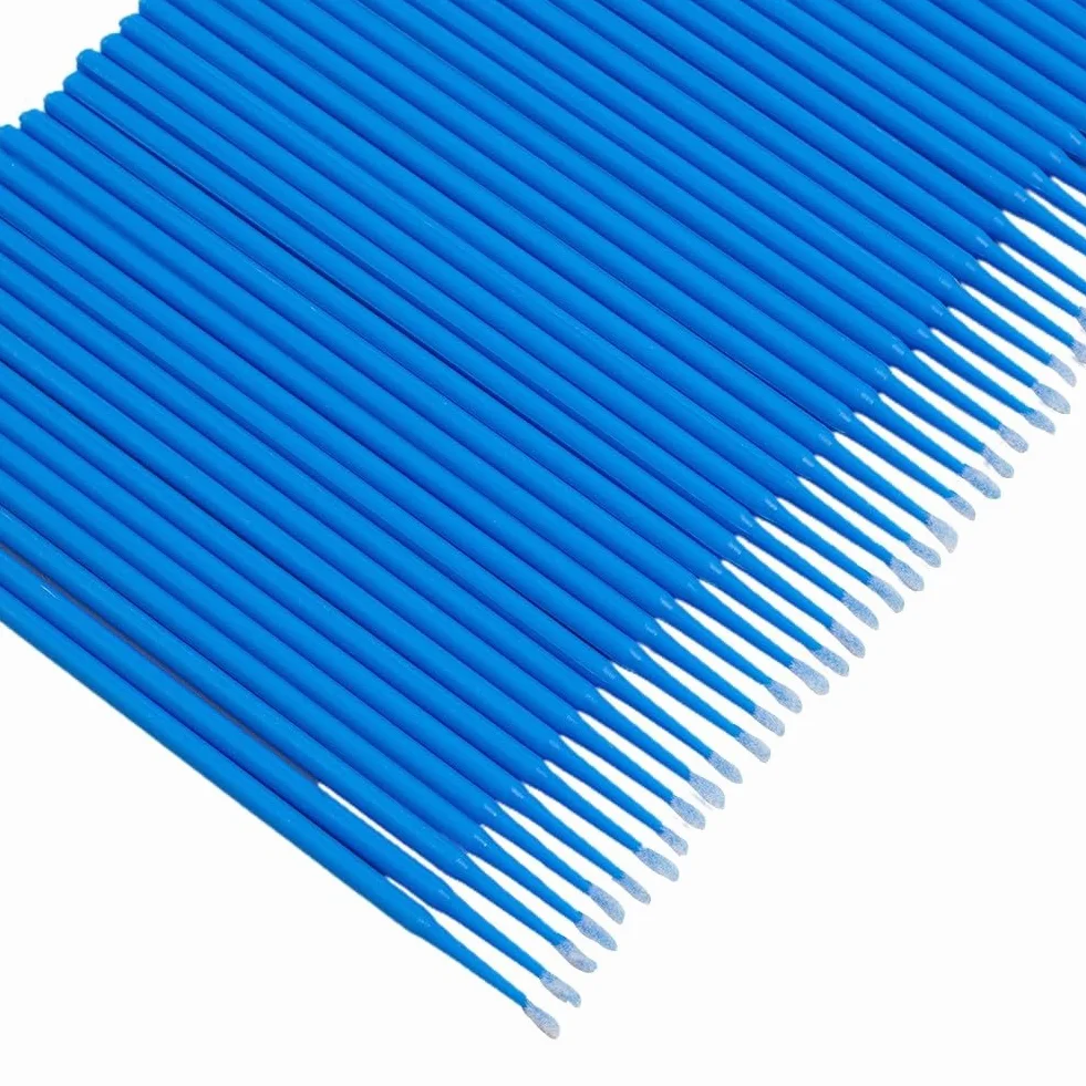 Pinceles de pintura 100pcs Aplicadores dentales con fibras de pelusa para retoque (azul)