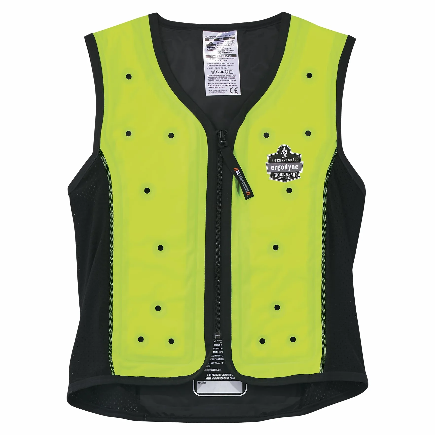 Ergodyne Chill-its 6685 Dry Evaporative Cooling Vest - Zipper Closure Chaleco refrigerante seco que favorece la evaporación. Unisex adulto (Pack de 1)