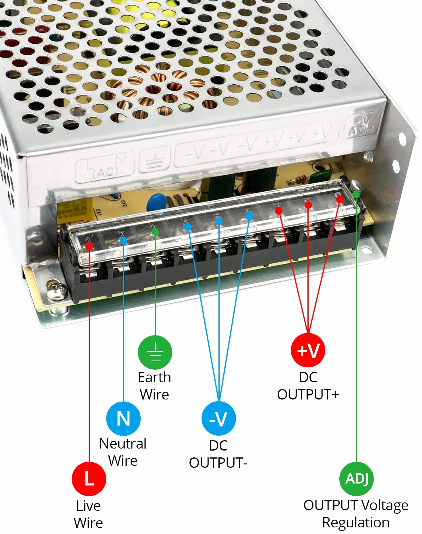 QWORK Fuente de alimentación conmutada DC 12V 20A 240W LED Transformador de Potencia