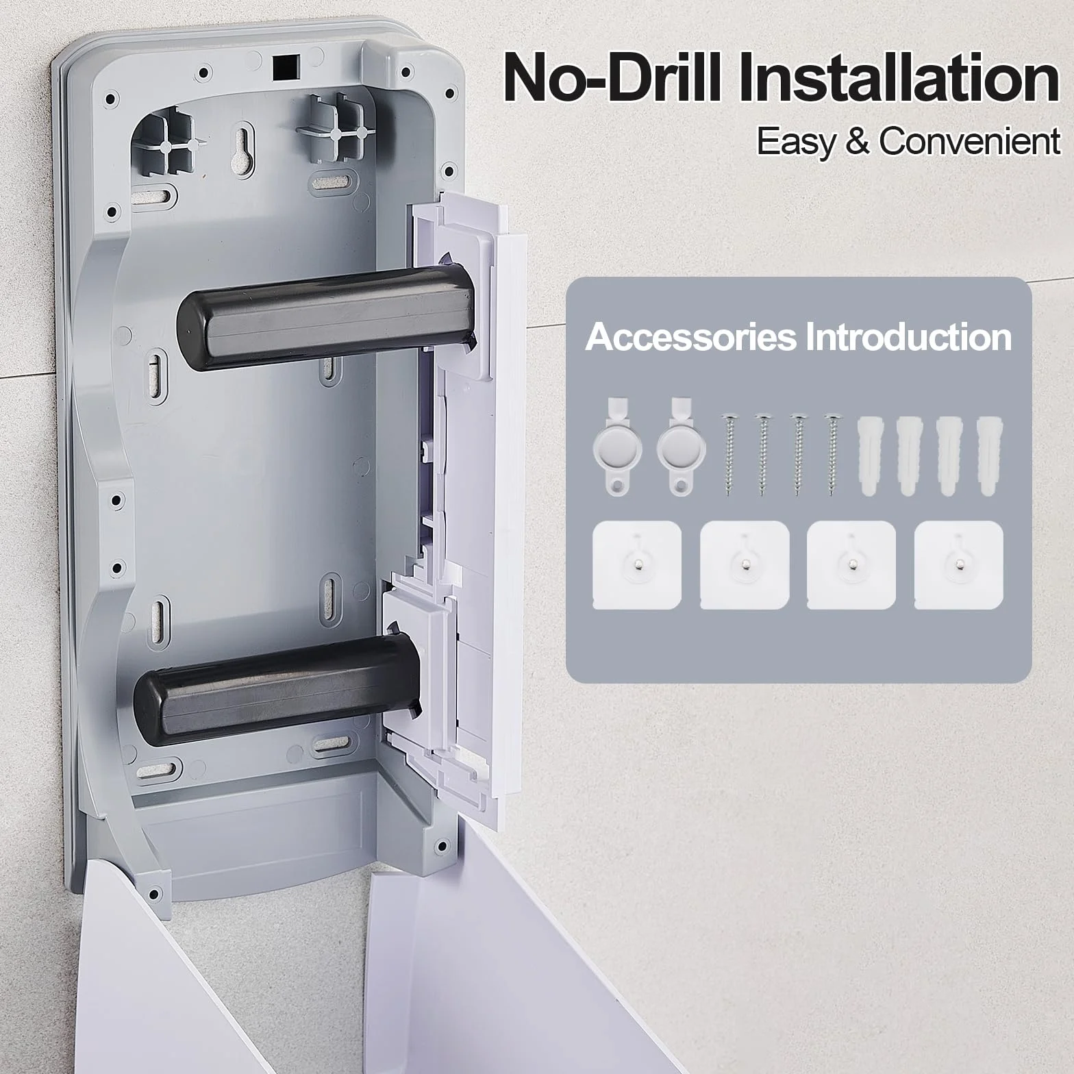 Pollock Dispensador de Doble Rollo de Papel Higiénico, Montaje en Pared, Gran Capacidad, Blanco
