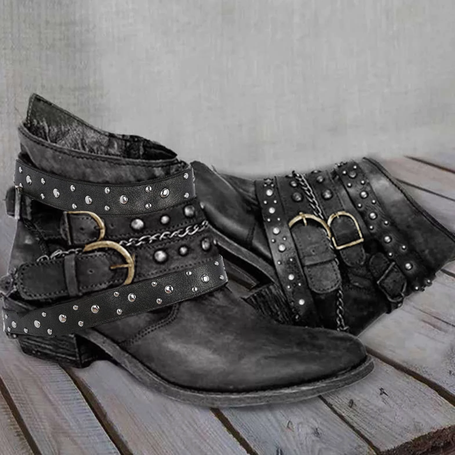 Botas de invierno para mujer Botines botin plano Diseno Moderno Estilo Acabado en Pico Cierre Lateral Cremallera deal Temporada Otono