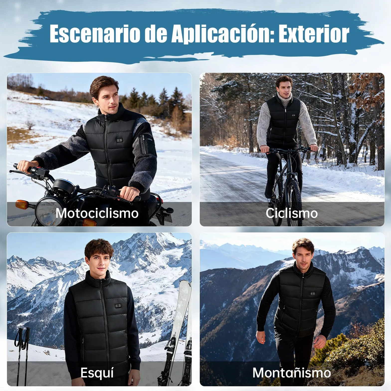 Chaleco Calefactable Hombre con Batería 7.4V 10000mAh, Deepoter Chaleco Térmico Eléctrico 8 Zonas Calefactables, 3 Ajustes de Temperatura, Chaqueta Calefactable - Ideal para Deportes al Aire Libre (L)