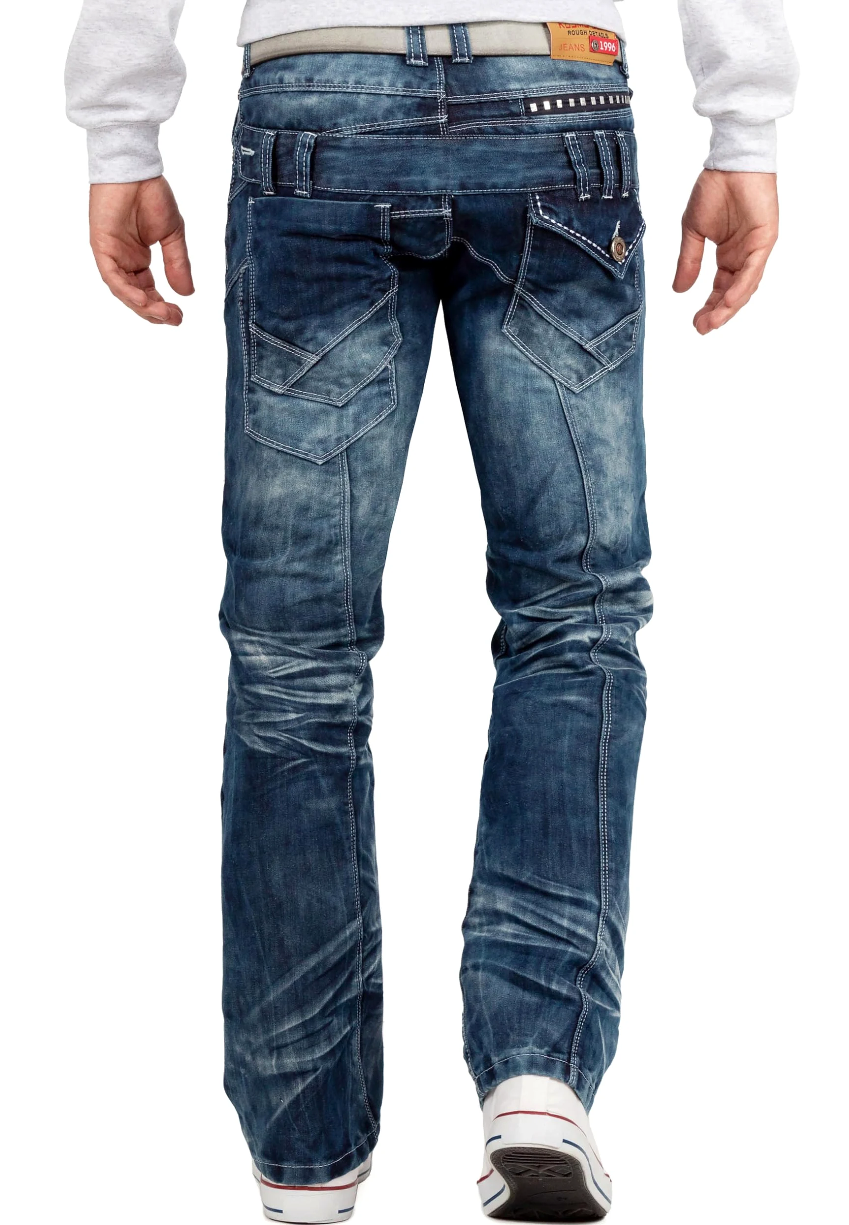 Vaqueros Hombre Regular Fit Cargo Streetwear | Detalles llamativos, bolsillos laterales, cierre con botón y cremallera, denim urbano para ocio, clubwear y tiempo libre