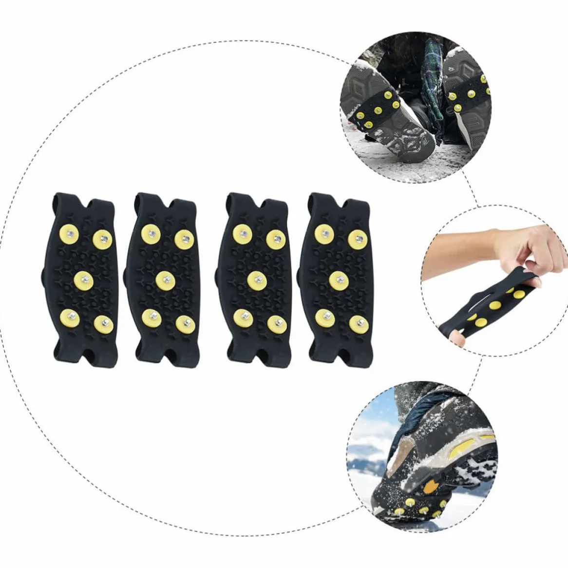 VILLCASE Pinzas de Hielo para Zapatos de Senderismo y Running, Cubiertas Antideslizantes de TPE Excelente Agarre para Hombres y Mujeres, 2 Pares