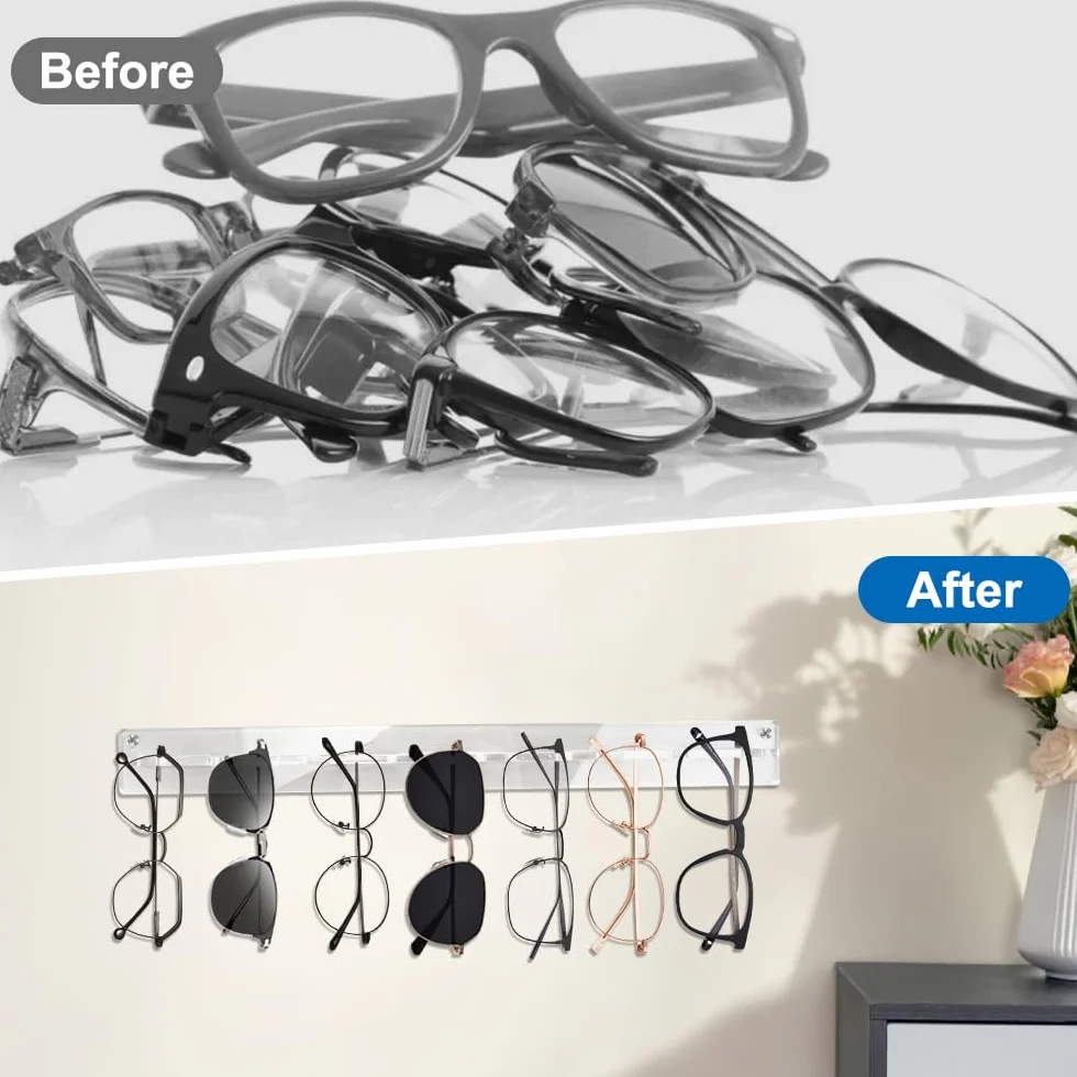 Soporte Gafas Acrílicos Pared 7 Pares Expositor Transparente