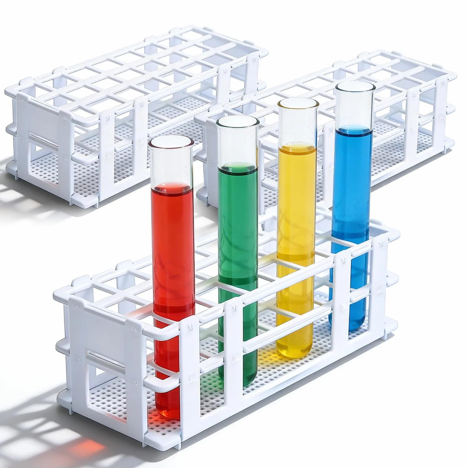 Soportes de tubos de ensayo de laboratorio 25 mm 24 agujeros plástico blanco rack