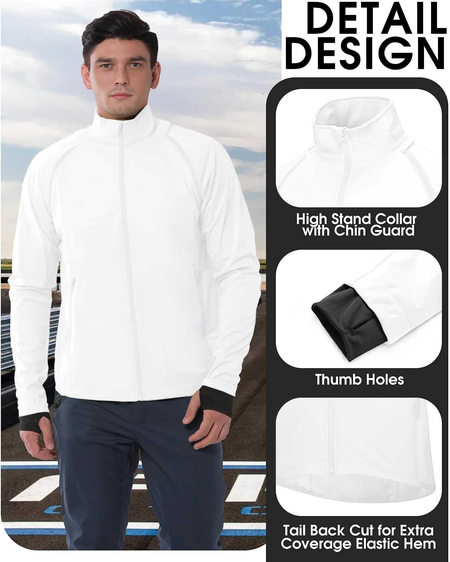 33,000ft Chaqueta de ciclismo para hombre, impermeable, transpirable, protección UV, ligera, con mangas desmontables, reflectante, chaqueta para correr, chaqueta plegable para hombre