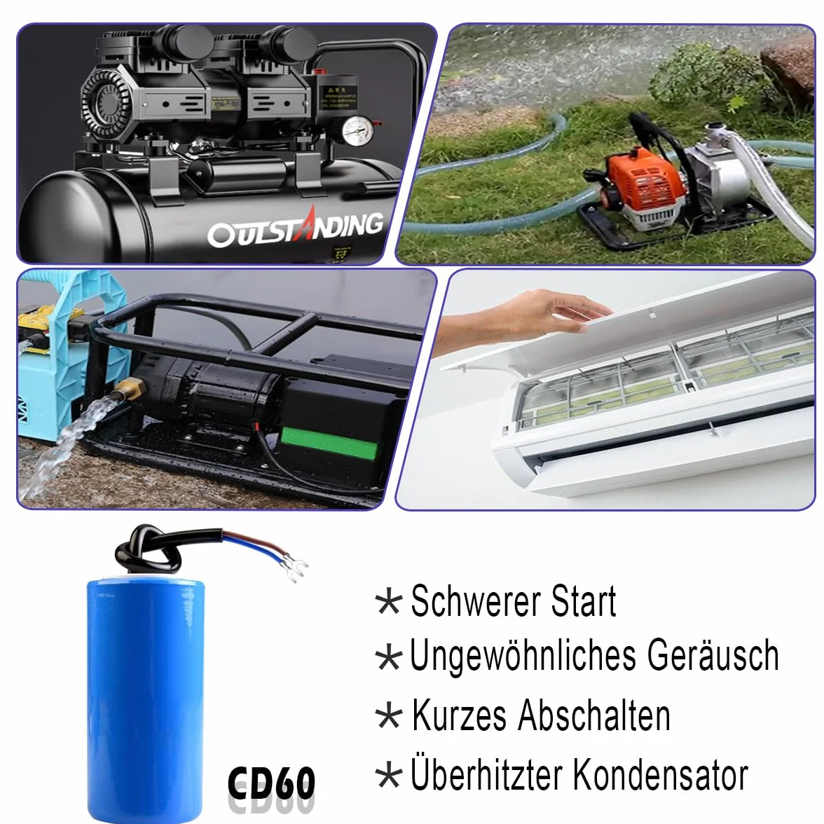 ANGEEK Condensador CD60 AC 450V 200uf 50/60Hz de Arranque y Marcha para Motor