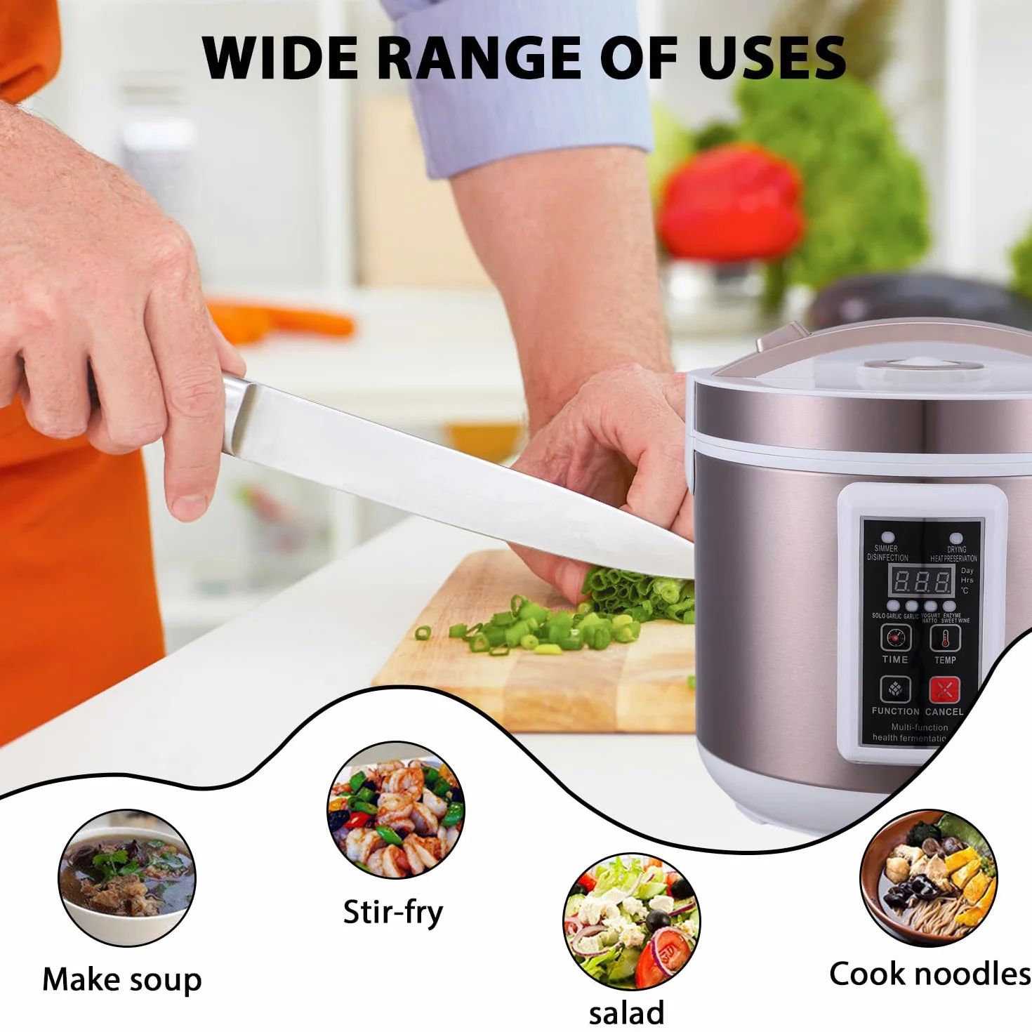 Máquina de fermentación de ajo negro 5L, fermentador de acero inoxidable 2 capas, 168h rápida