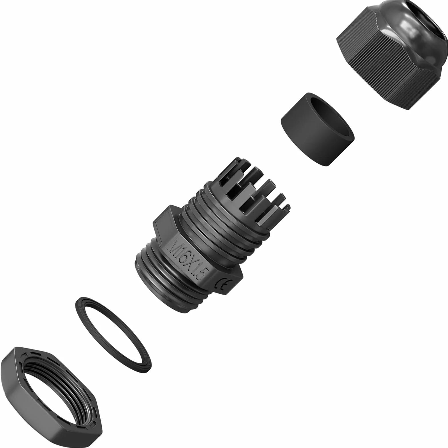 Prensaestopa M16 4-8 mm IP68 Impermeable Resistente al Polvo Resistente a UV Retardante de Llama Negro