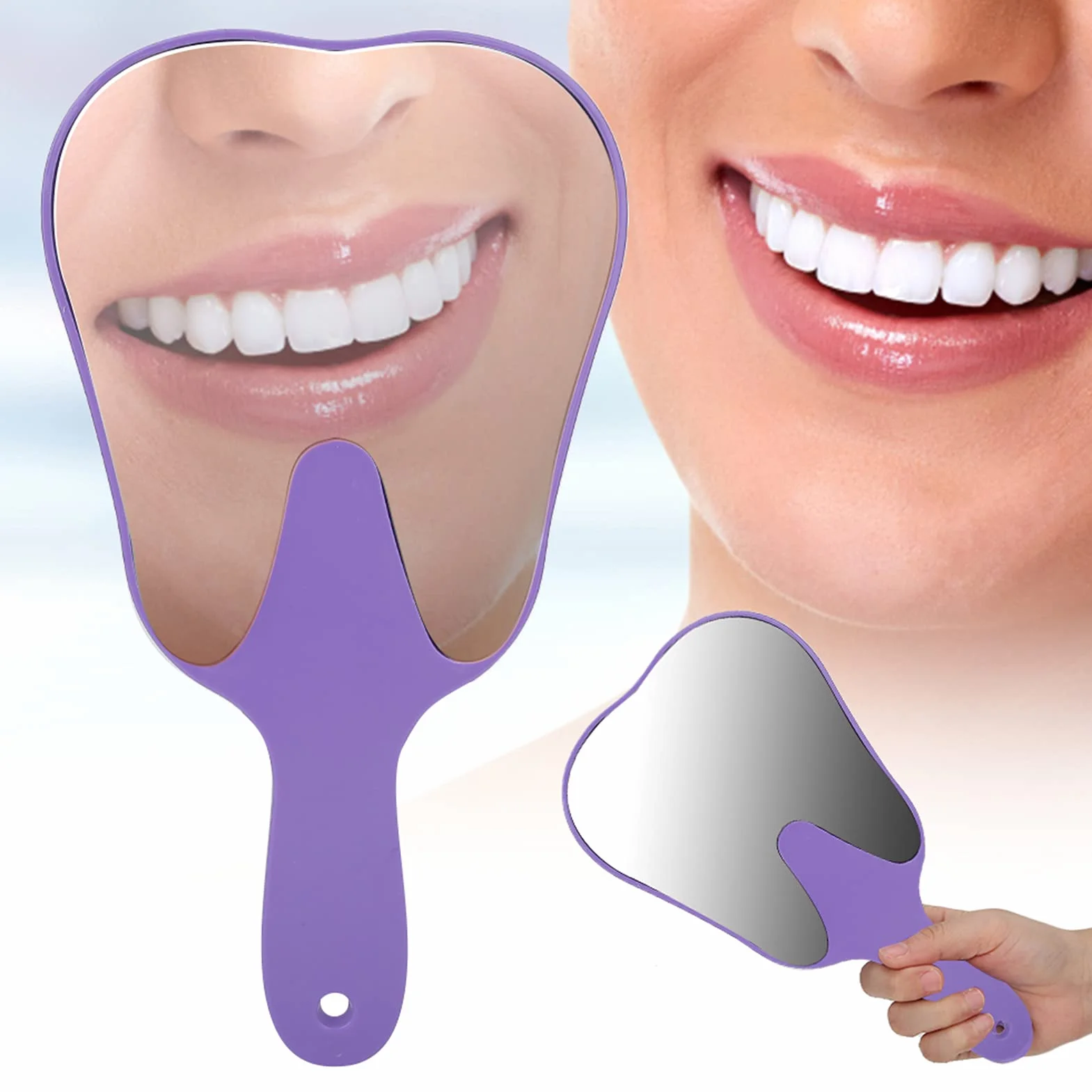 Espejo de Dientes, Espejo de Mano Dental con Mango de Plástico para Higiene Bucal (Púrpura)