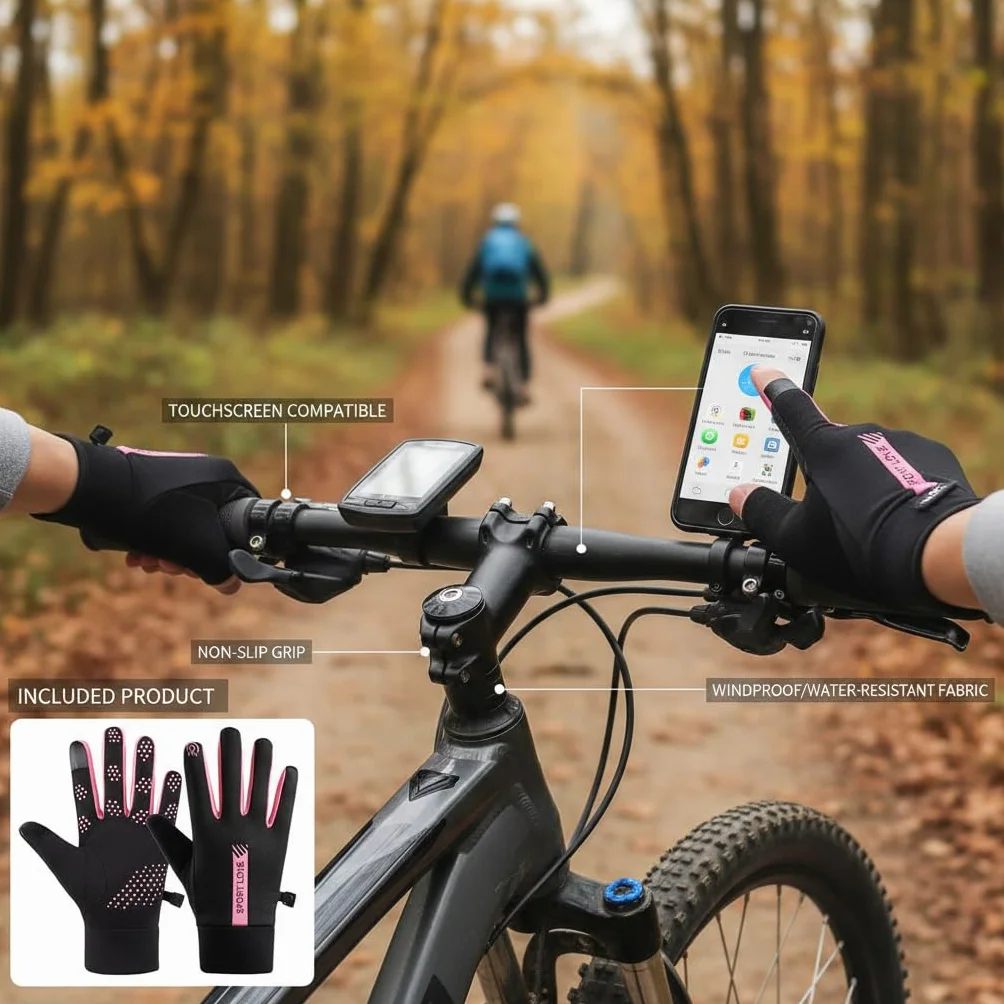 Guantes deportivos de invierno impermeables térmicos pantalla táctil antideslizantes poliéster acrílico para esquí ciclismo