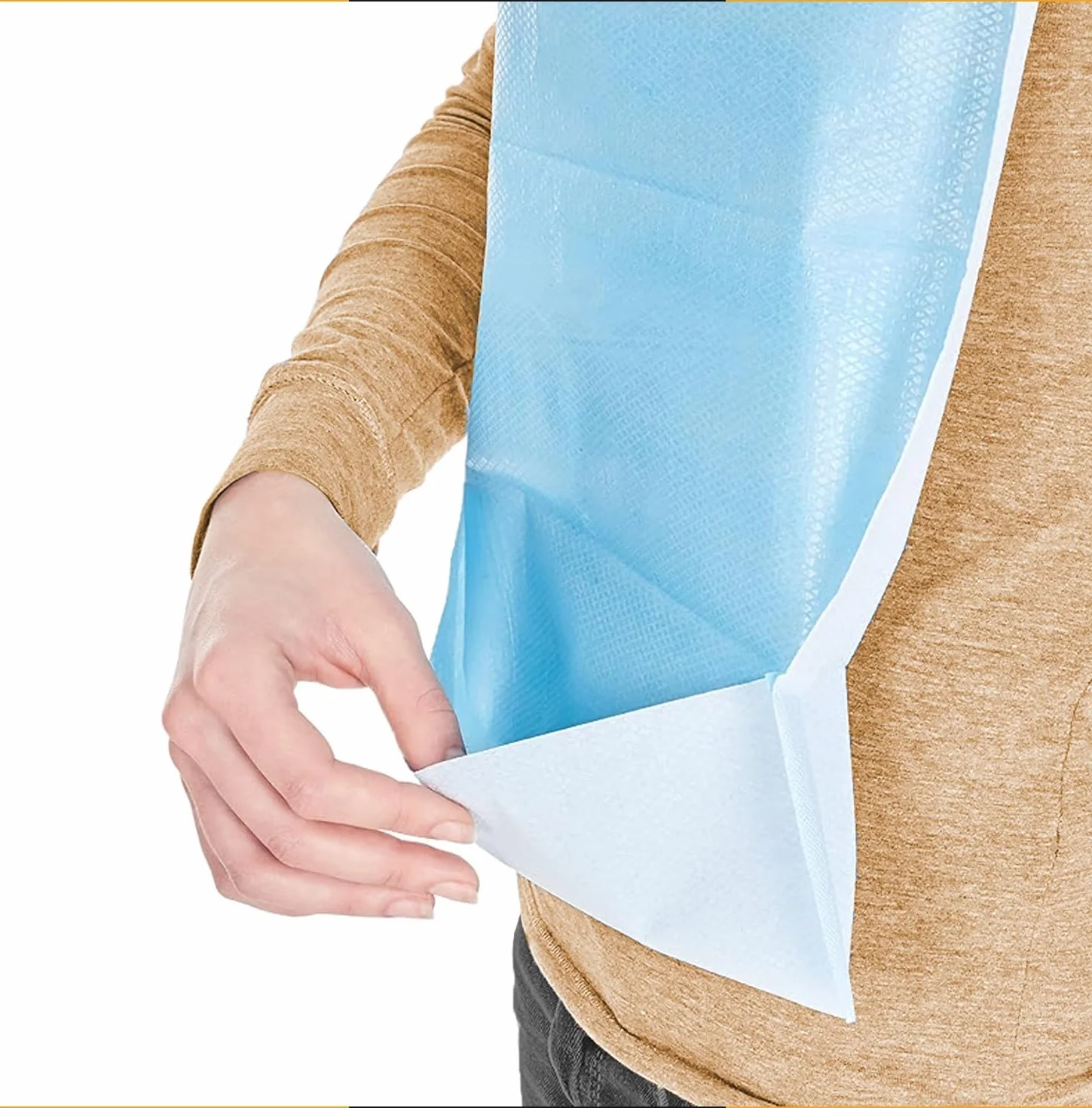 Baberos Adultos Desechables Impermeables 100 Pcs para Personas Mayores Pacientes