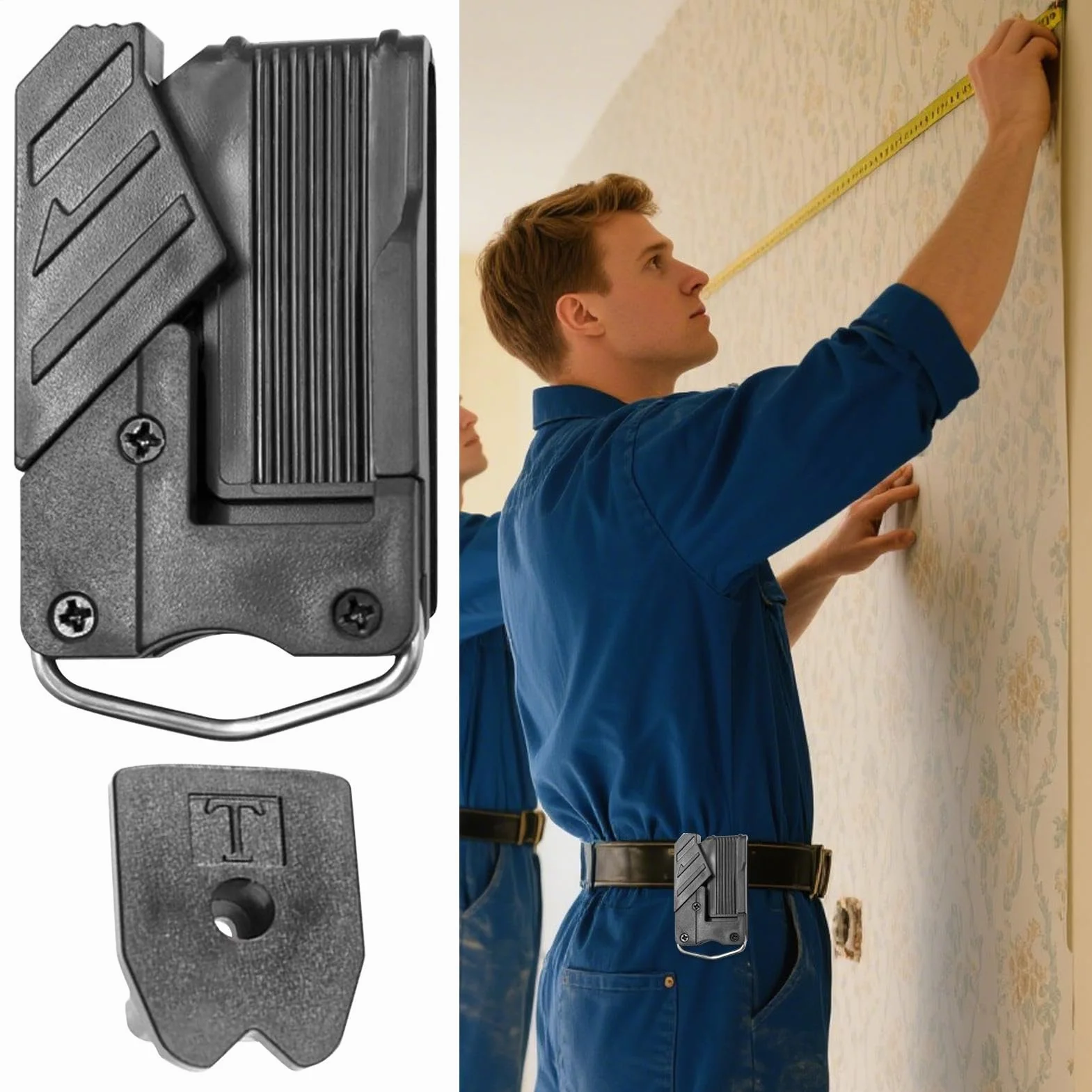 Sujetador Para Cinta Métrica con Clip Organizador | Funda con Gancho para Herramientas de Carpintería