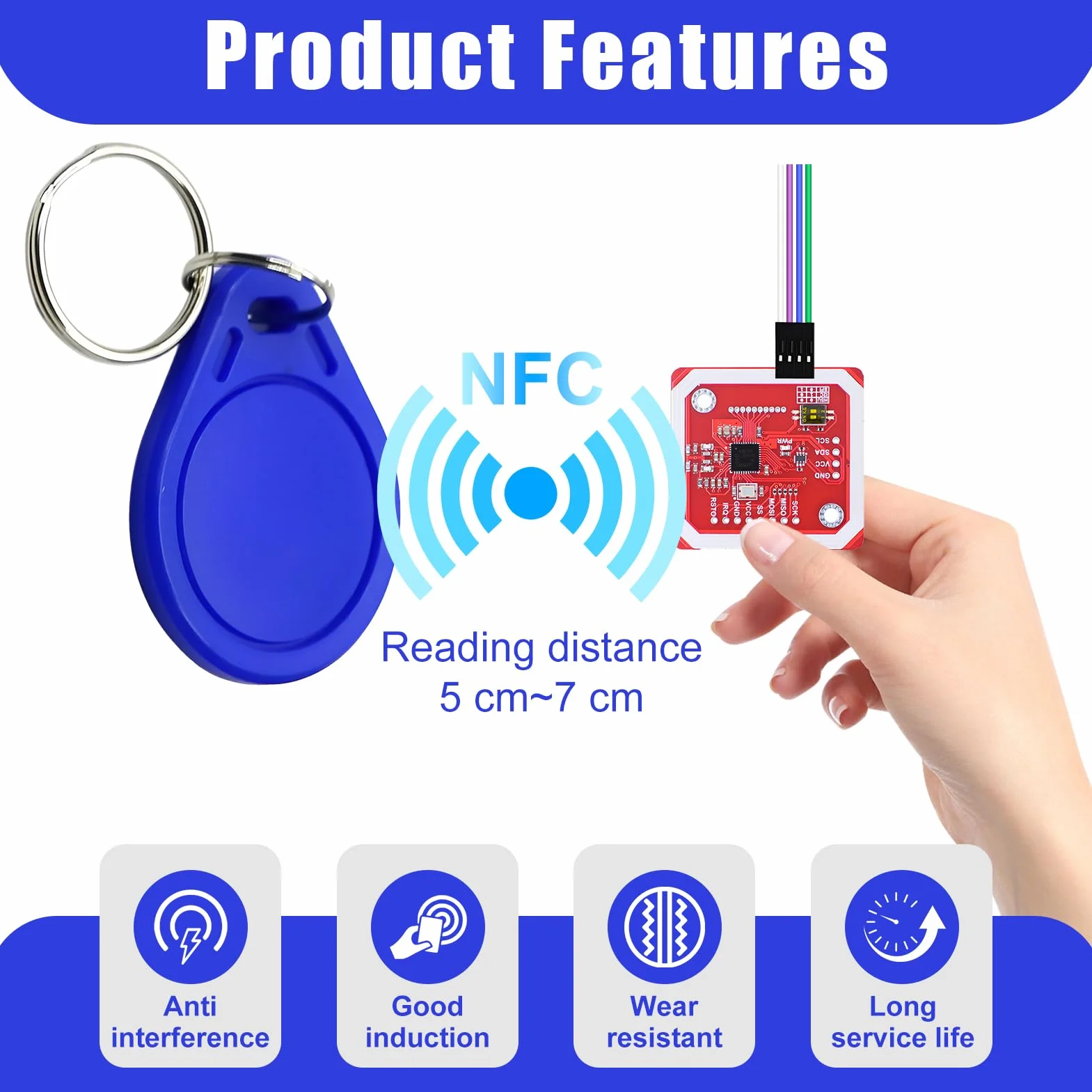 Módulo RFID PN532 NFC V3, Lector y Escritor de Tarjetas, Compatible I2C SPI HSU para Proyectos DIY