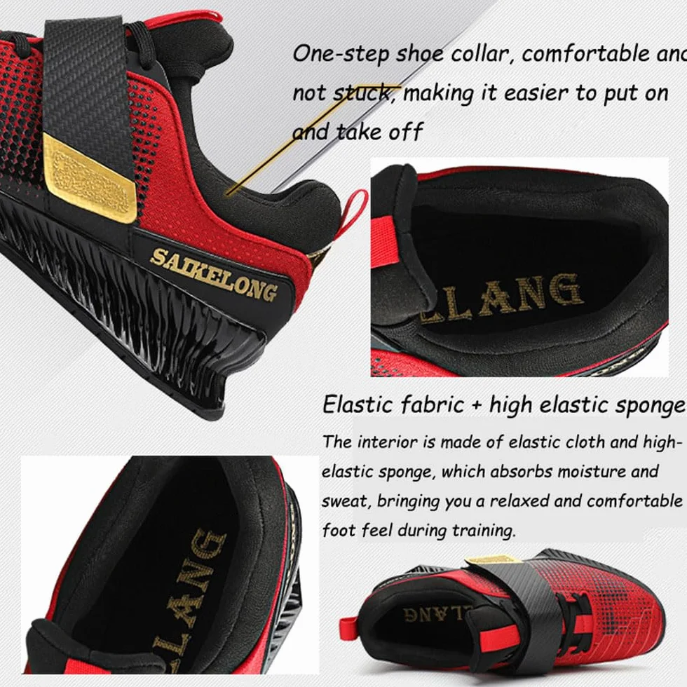 Zapatillas de Powerlifting para Entrenamientos Pesados,Zapatillas para Sentadillas para Hombre,Zapatillas de Halterofilia para Levantamiento de Potencia Culturismo,Trainer,Zapatos de Fitness,39-46 EU