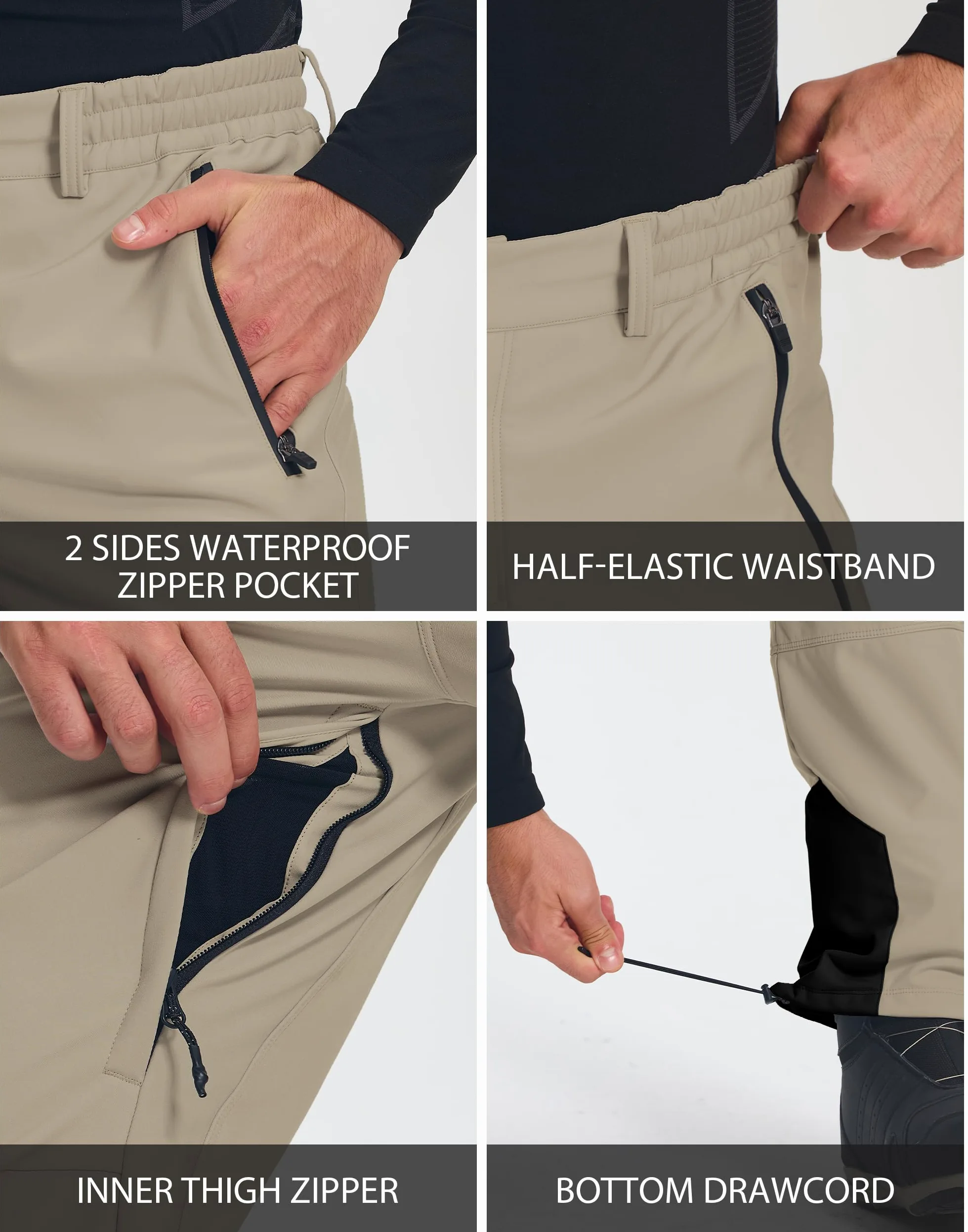 Pioneer Camp Pantalones de esquí para hombre, impermeables, 15000 + mm, H2O, pantalones de snowboard, resistentes al viento, con forro cálido, pantalones de softshell térmicos, pantalones de esquí