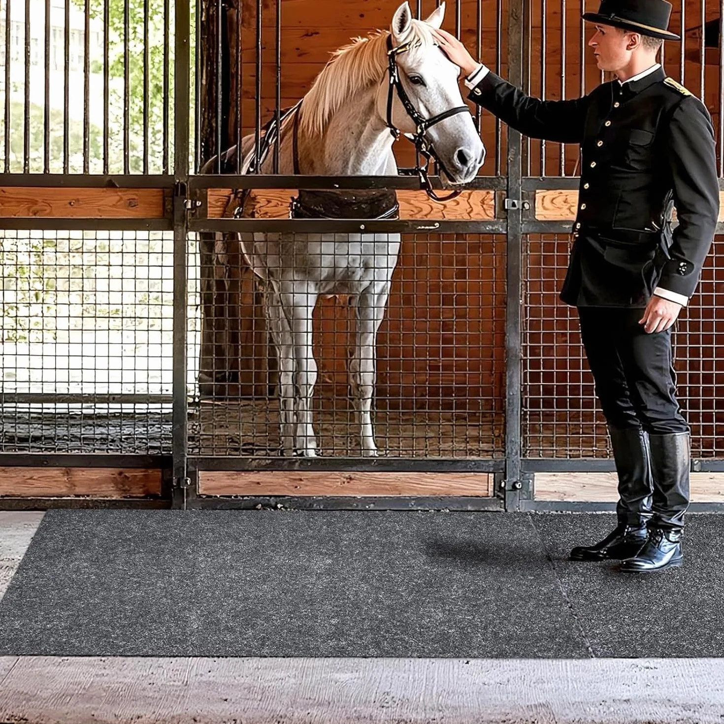 Alfombra para establo de caballos 120x180cm cortable duradera absorbente
