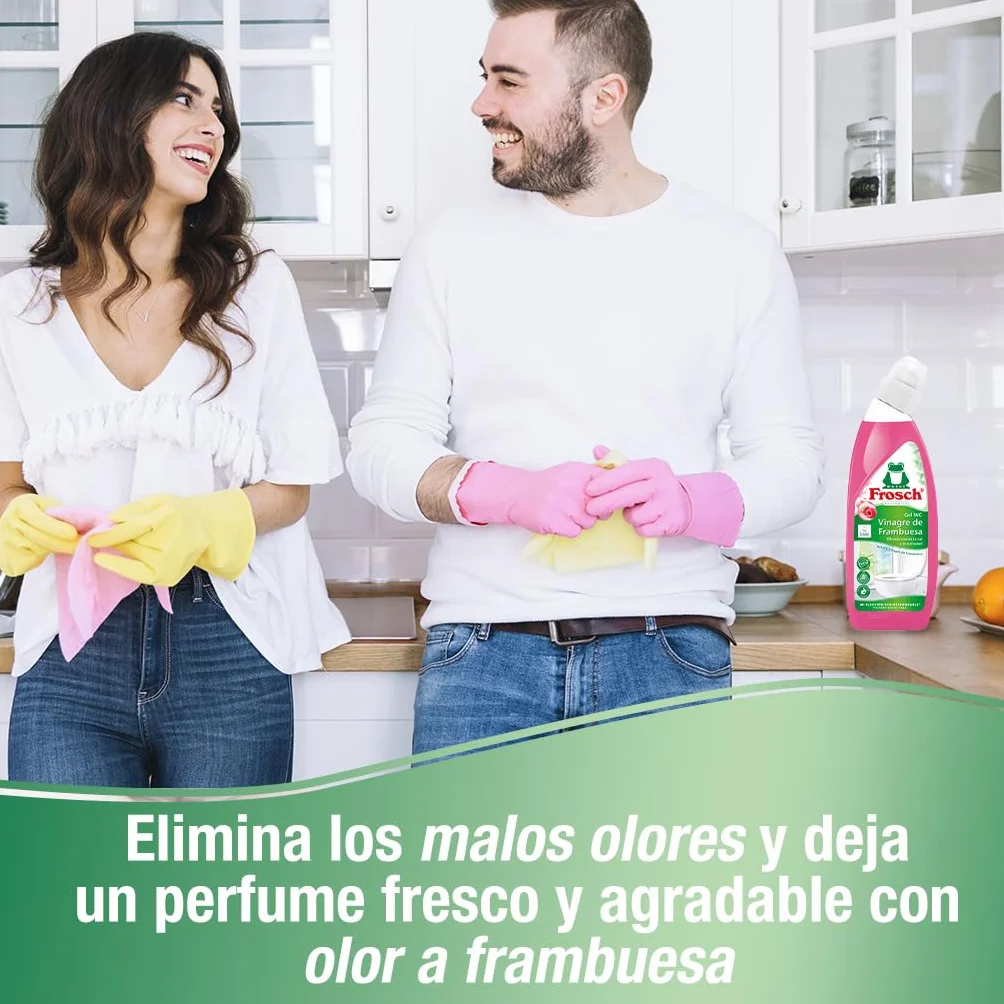 Frosch Gel WC Ecológico Limpiador Cal Residuos Inodoro Vinagre Frambuesa 750 ml