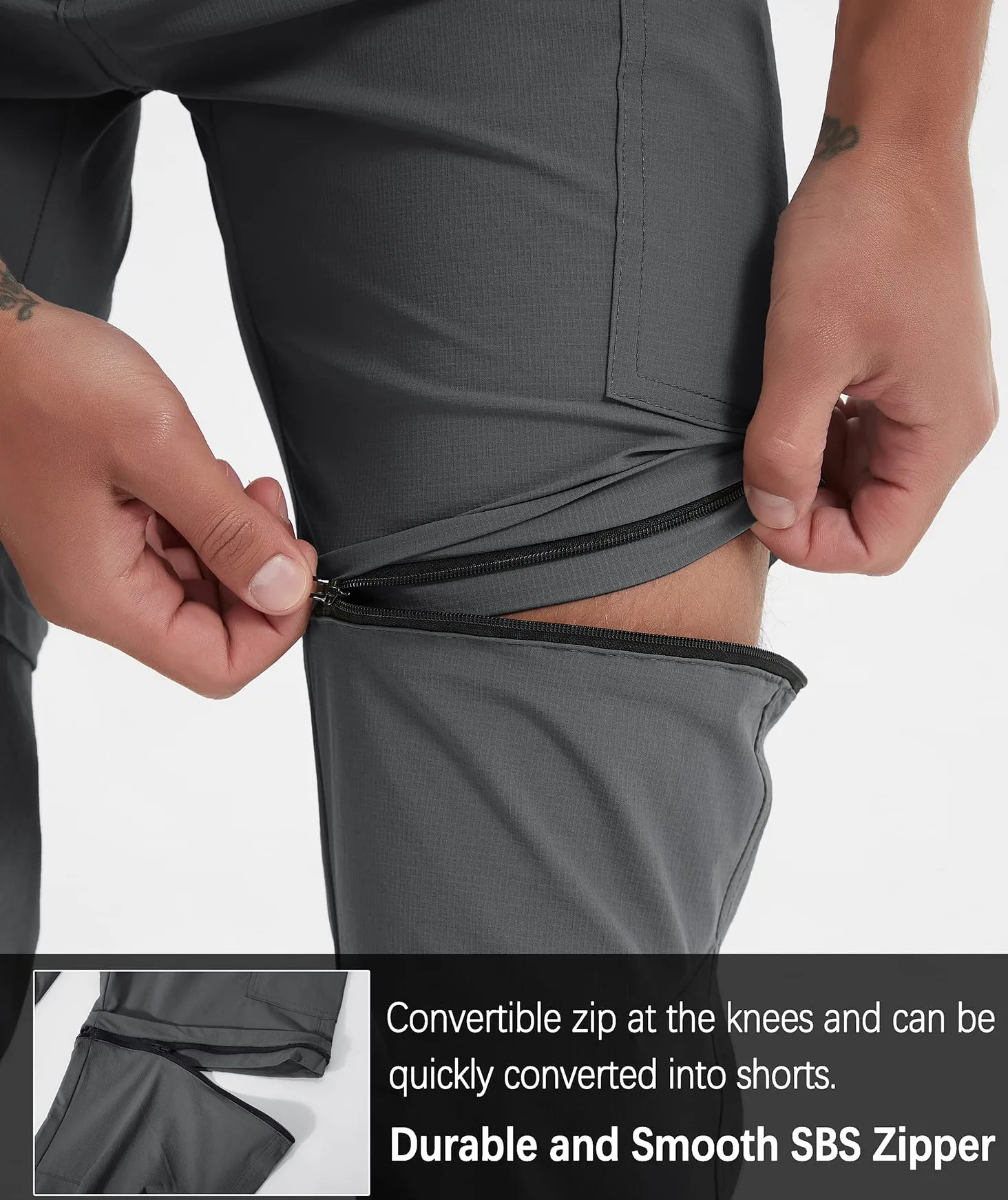 Pantalones de senderismo para hombre, convertibles, ligeros, impermeables, de secado rápido, para exteriores, pesca, viajes, safari, camping