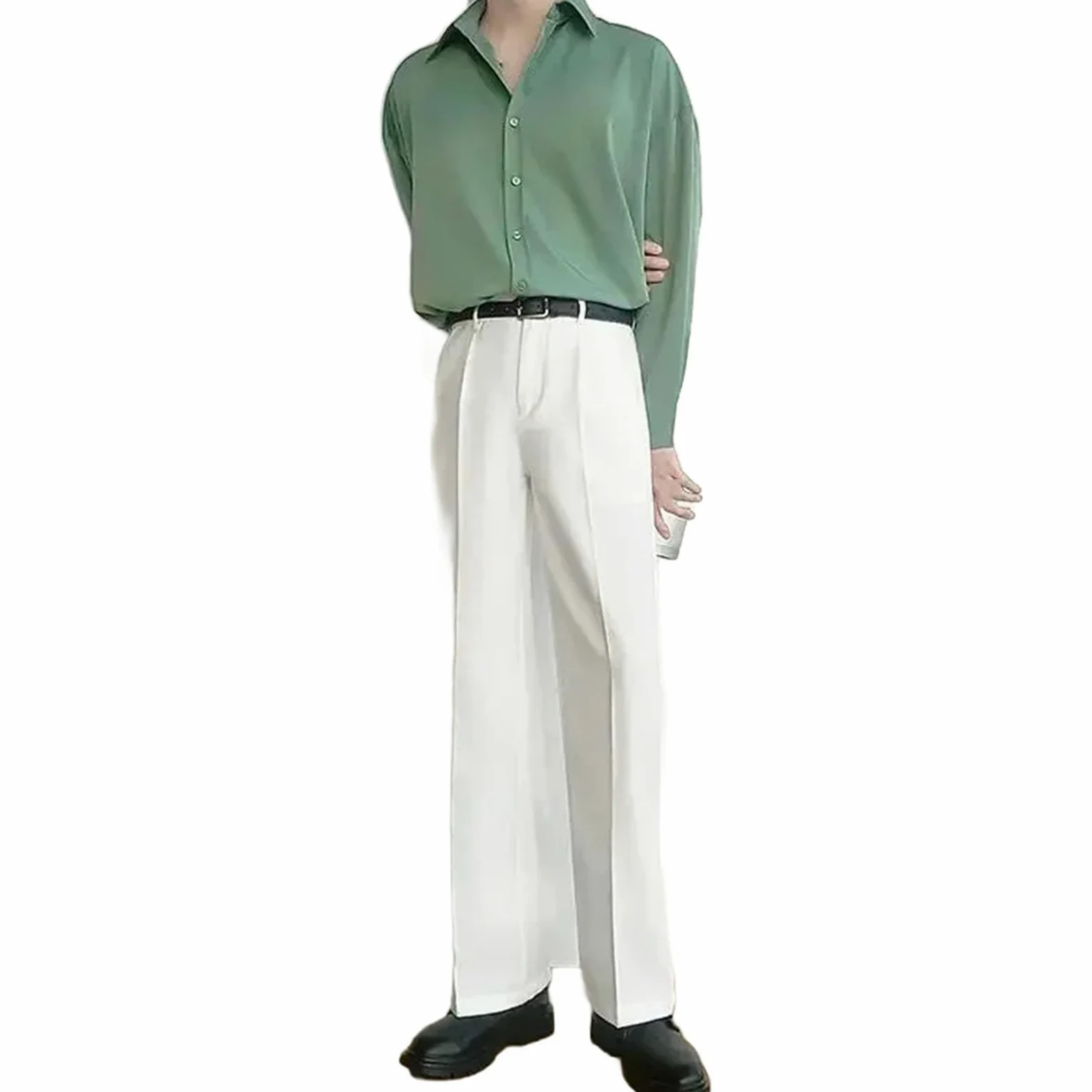 Pantalones ajustados para hombre, pantalones negros tensados, pantalones fluidos, para sastrería, antiarrugas
