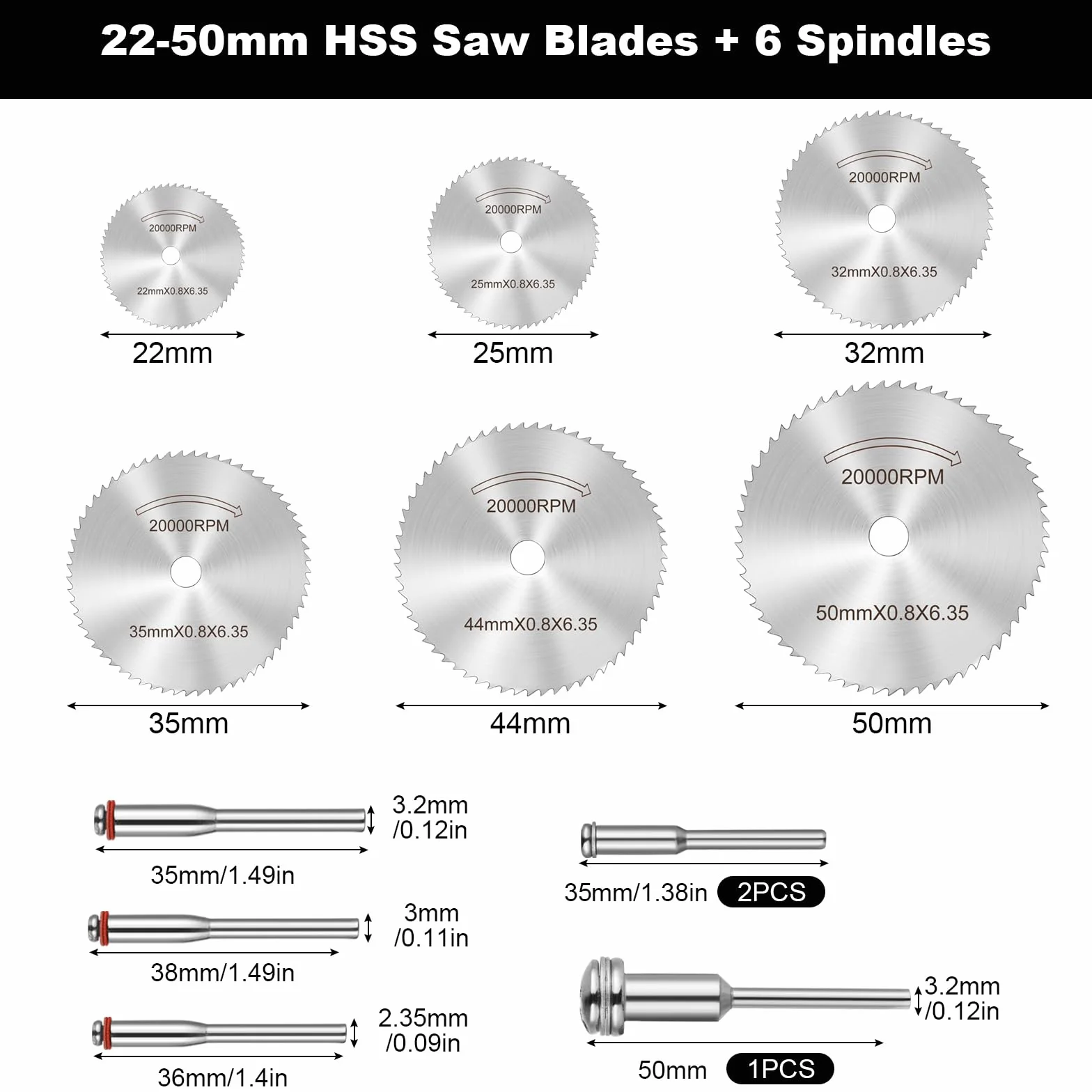 Discos de Corte Metal 98 Piezas, Hoja de Sierra Circular 1/8" Mandril para Herramientas Rotativas