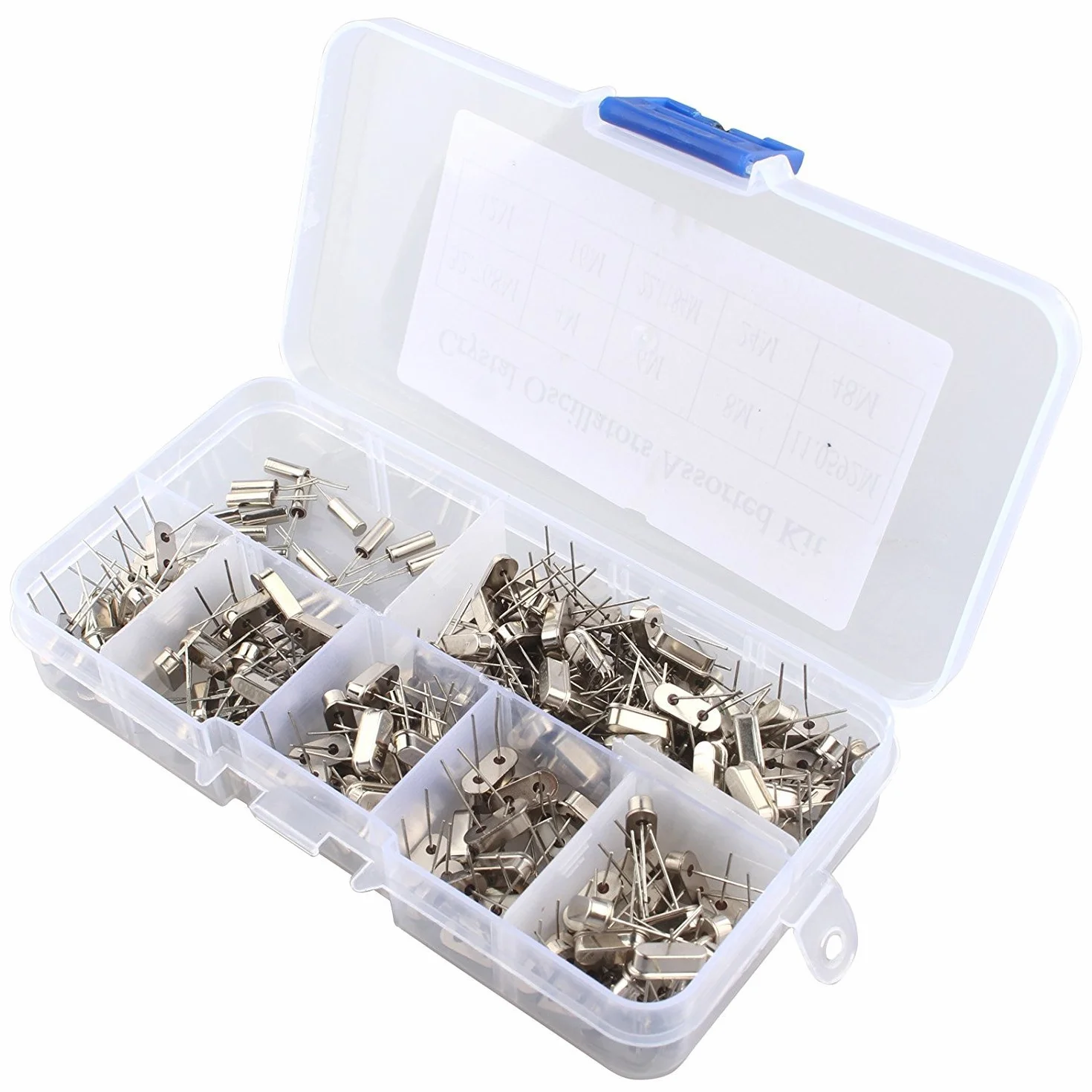 DollaTek 200PCS 32.768KHz ~ 48MHz Juego de Osciloscopio de Cristal de Cuarzo Surtido con Caja de Plástico