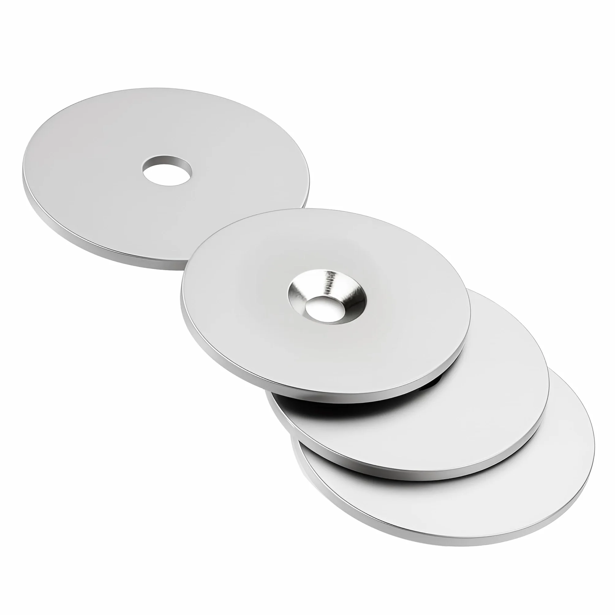 Disco metálico Ø 40 mm x 3 mm con taladro avellanado - Contrapieza para imanes, 10 piezas