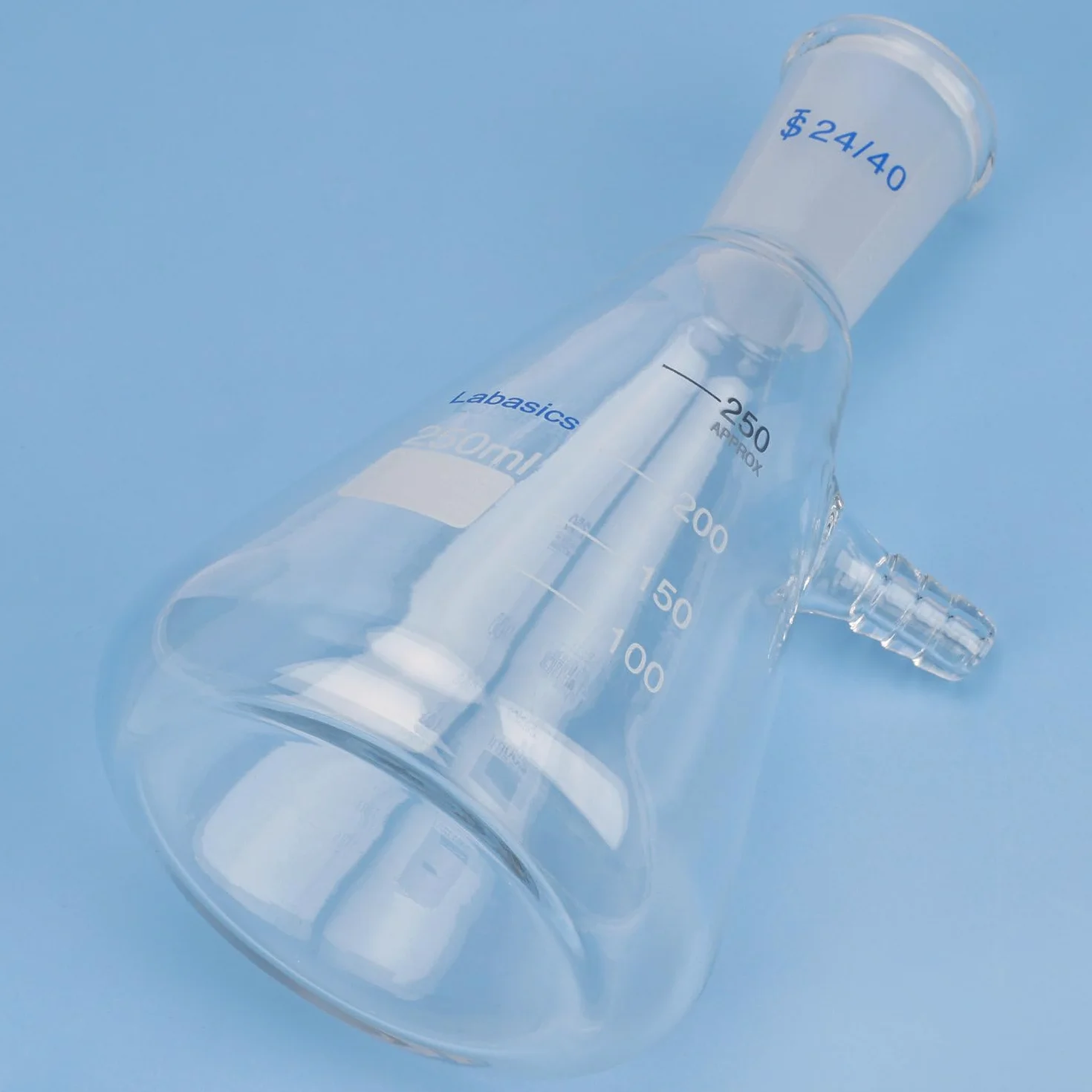 Labasics Matraz de Filtración 250 ml con Junta Cónica 24/40, Vidrio de Borosilicato, Cuello con Tornillo