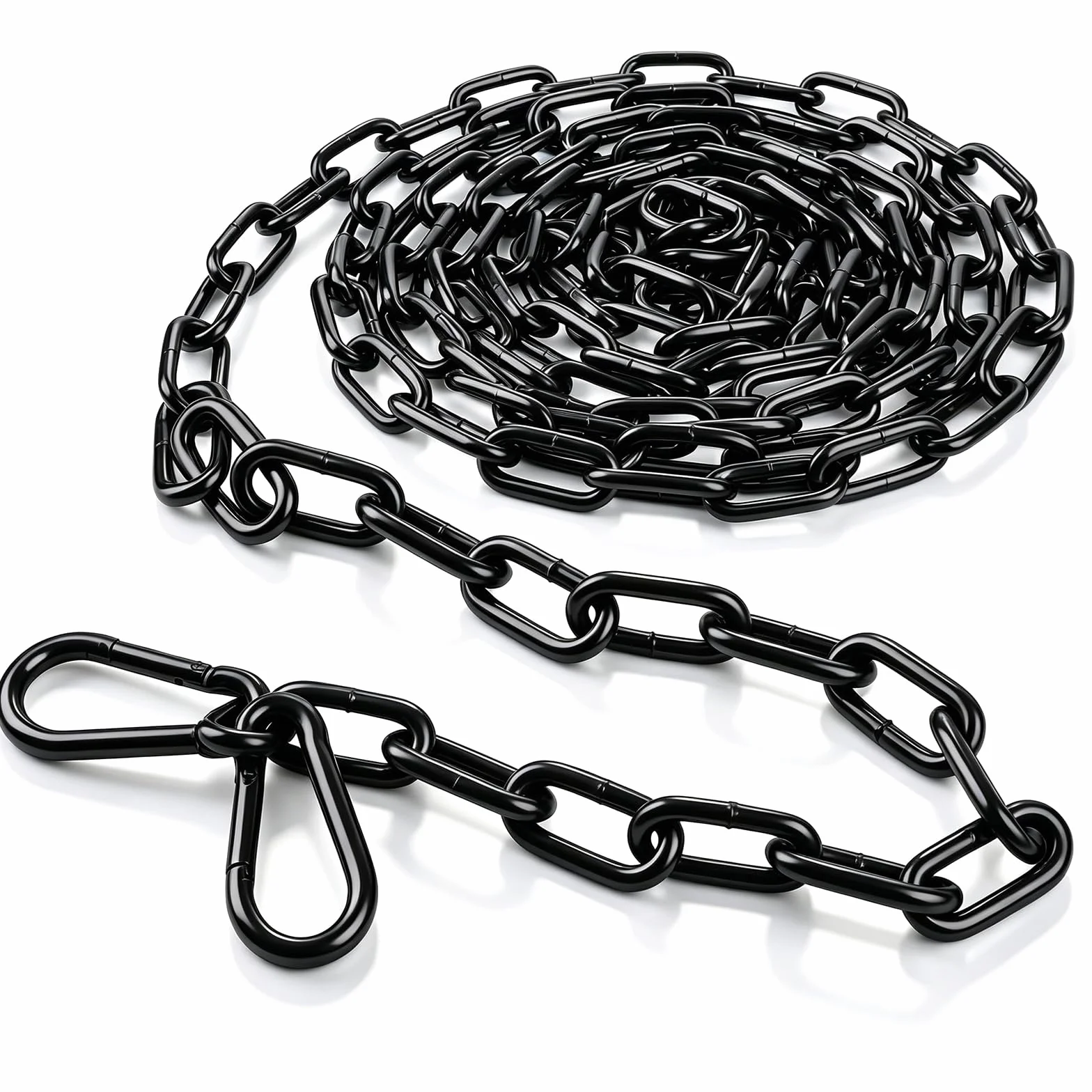 Cadena de Acero Negra 2 m Metálica 3 mm Candado de Carbono con Mosquetón