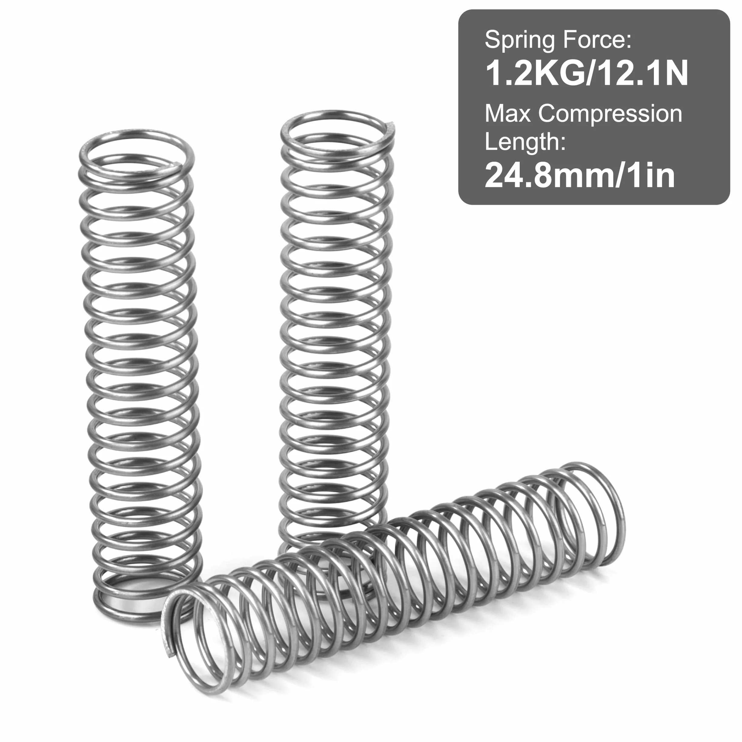 Muelles de Compresión Acero Inoxidable 55mm Alambre 1,1mm Diámetro Interior 10mm Fuerza 1,23kg 10 Piezas