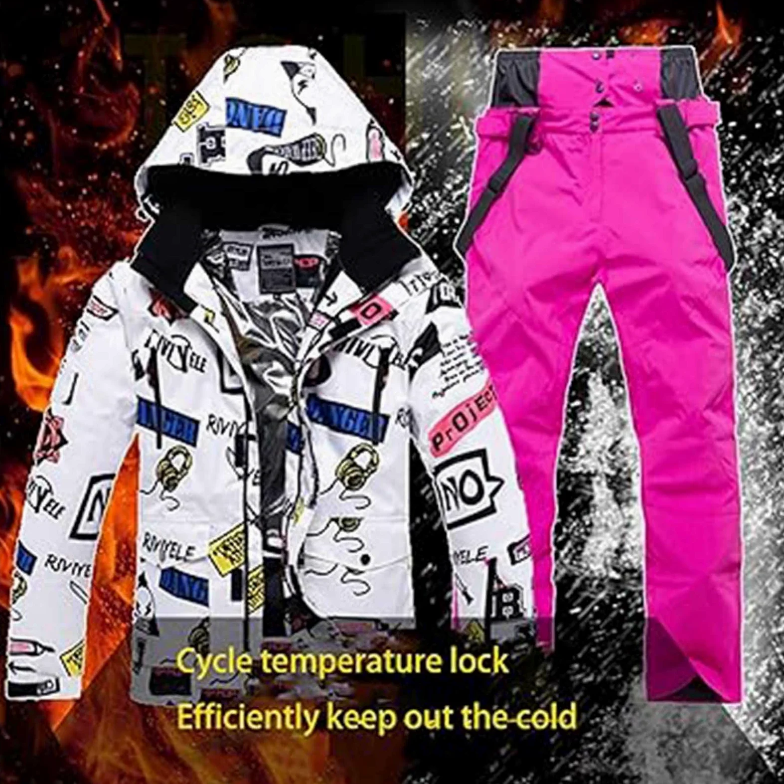 Genérico Conjunto De Chaqueta Pantalones De Esquí para Hombre Traje De Snowboard Impermeable Chaqueta De Nieve para Invierno Resistente Al Viento Traje De Nieve De Montaña