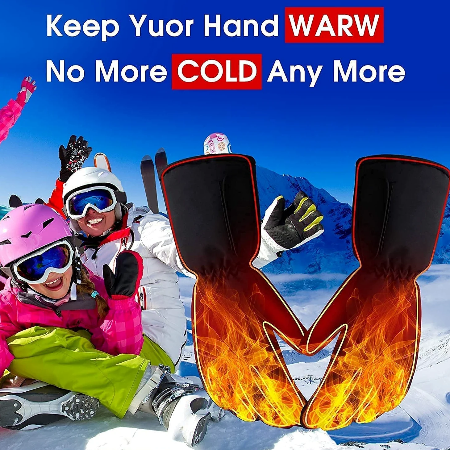 SBTXHJWCGLD Guantes térmicos eléctricos Guantes térmicos a batería, Pantalla táctil Impermeable con Aislamiento térmico para Deportes de Invierno al Aire Libre Escalada Senderismo Calentador d