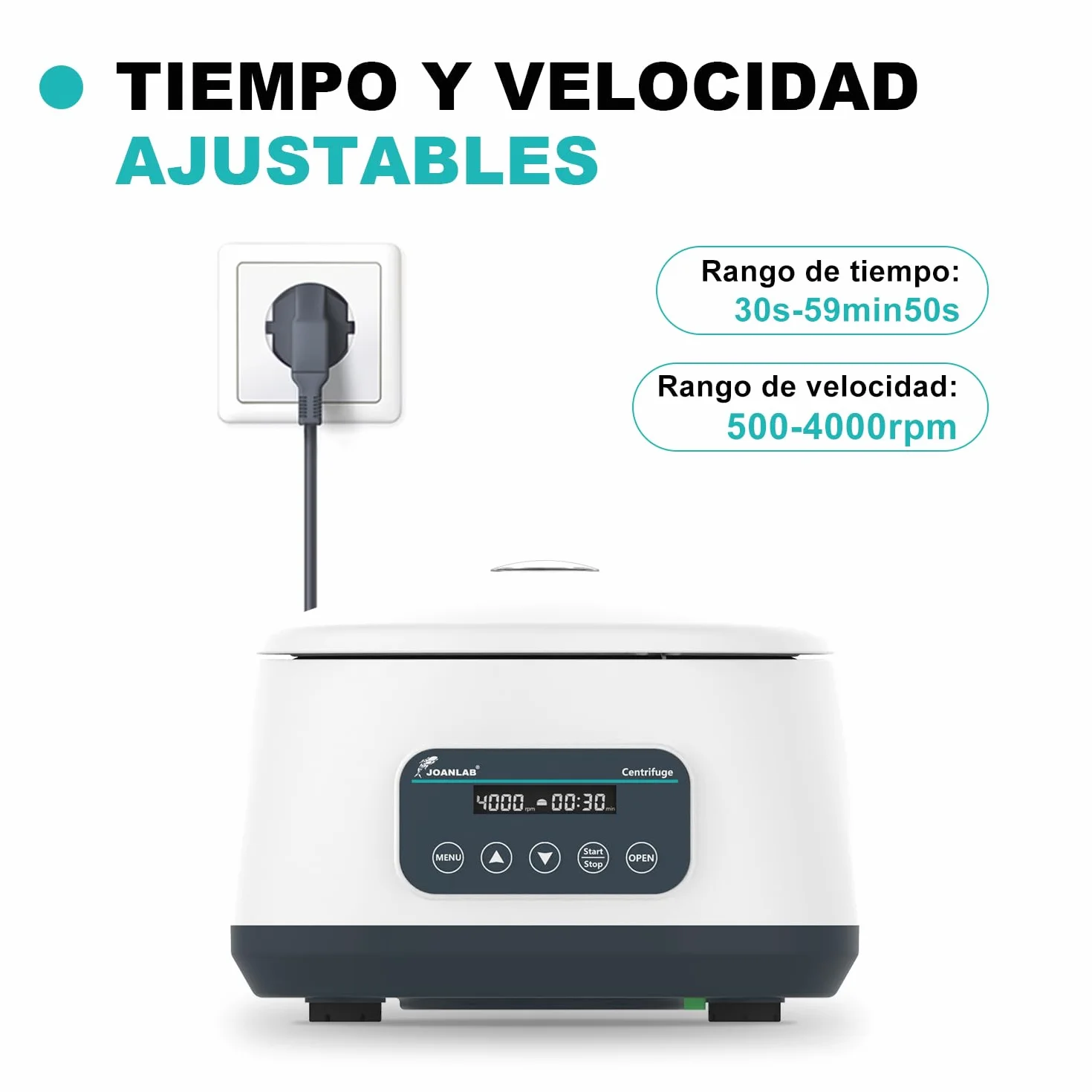 JOANLAB Centrífuga de Baja Velocidad 4000 RPM 2173 xg Temporizador 30s-59min 4x15ml u 8x2/5/10ml Tubos LC-400