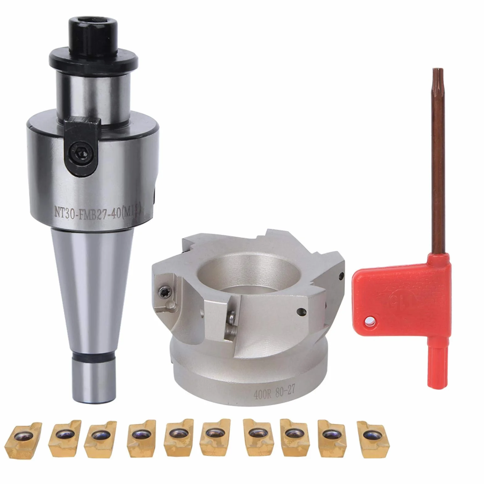 Soporte de mandril de pinza NT30-FMB27 + BAP400R-80-27 Fresa 6 ranuras + Insertos APMT1604 10PCS