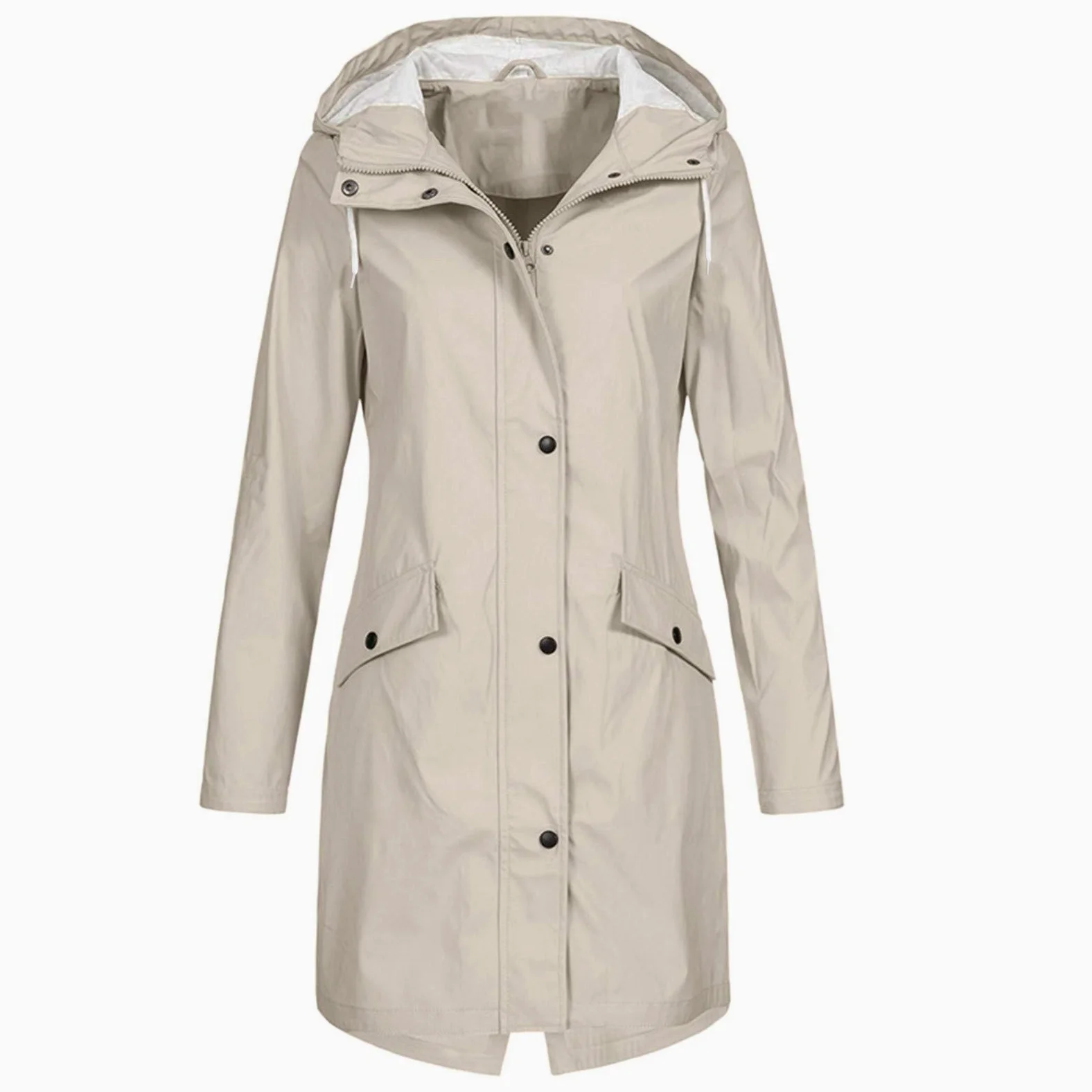 Chubasquero para mujer, impermeable, transpirable, largo, de entretiempo, chaqueta deportiva con capucha, chubasquero, cortavientos, senderismo, senderismo, chaqueta con capucha