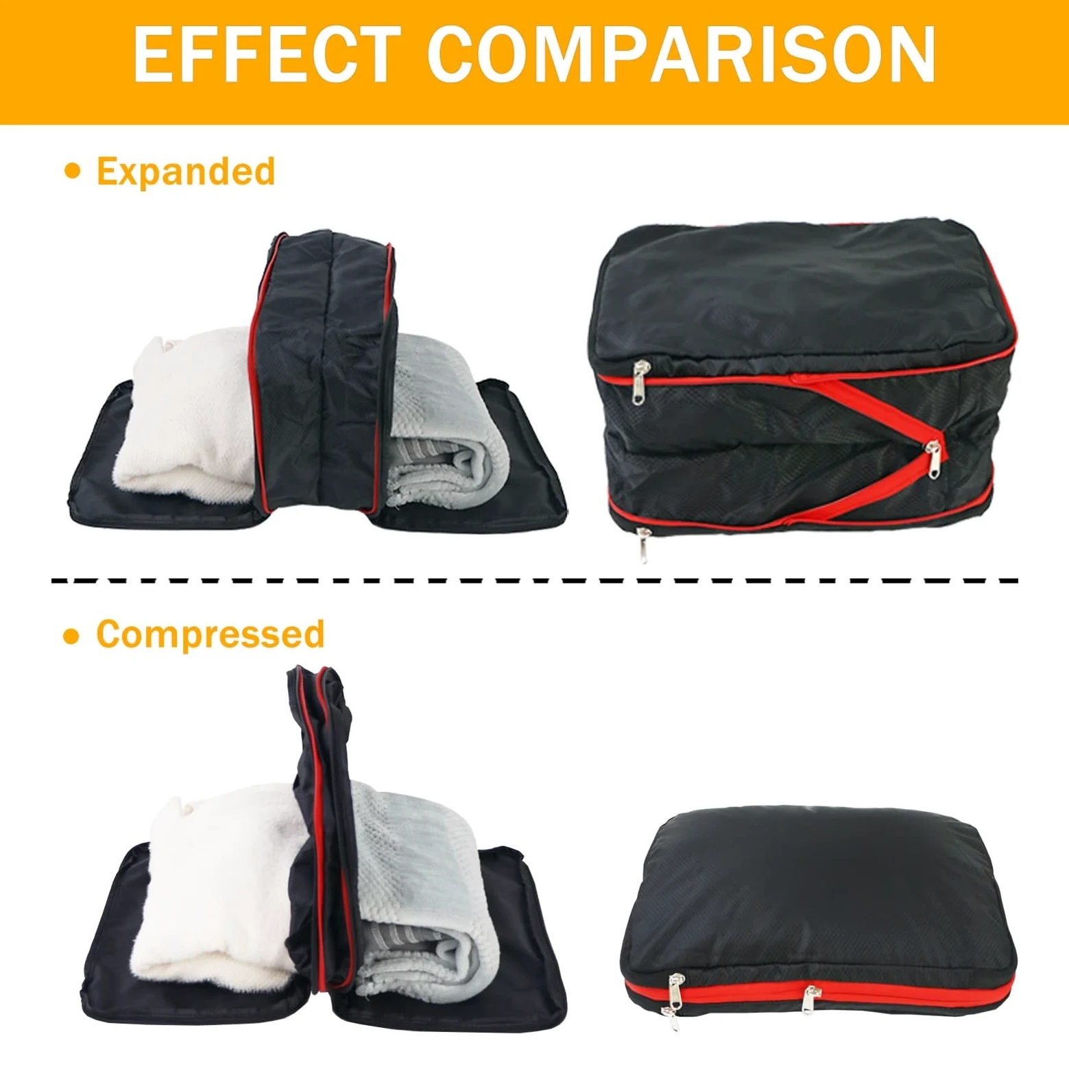 Cubos de embalaje duraderos para bolsa de compresión de viaje Equipaje doble Organizador a prueba de agua Bolsas de almacenamiento Gran capacidad con cremallera resistente para accesorios de viaje (