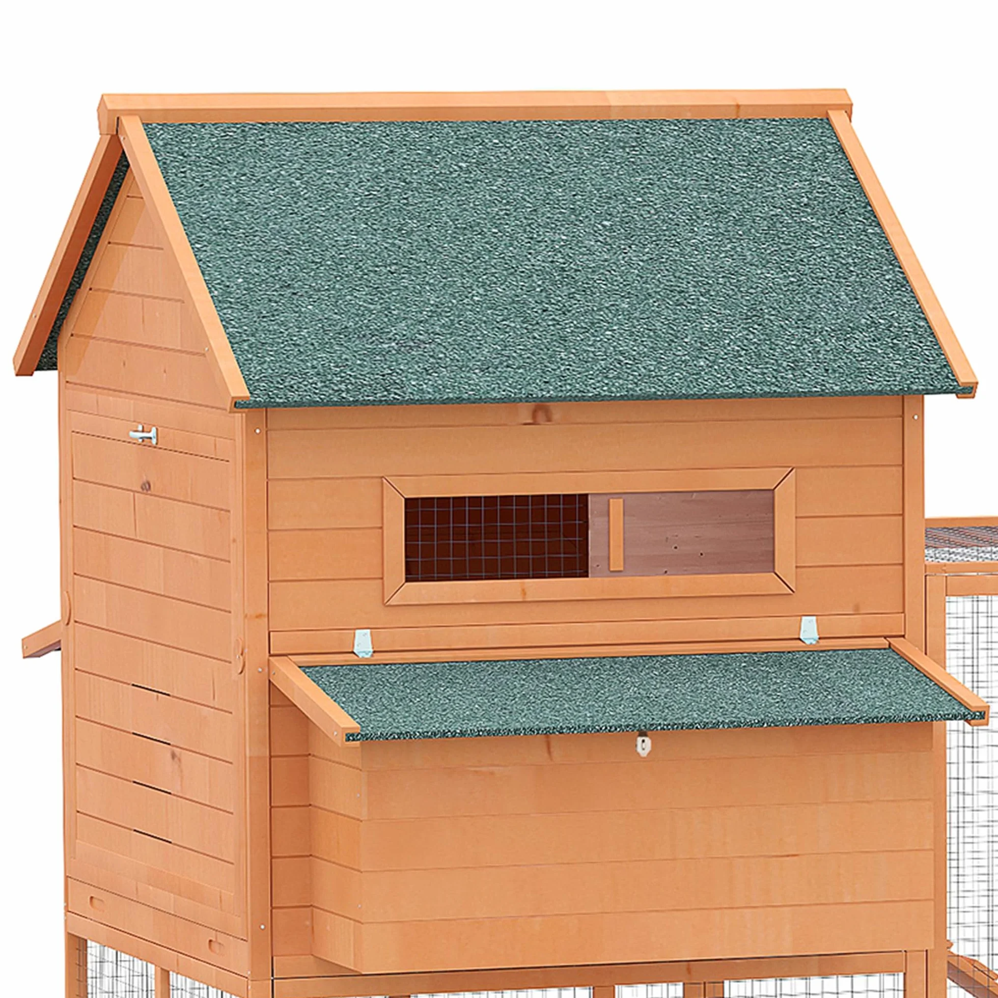 PawHut Gallinero de Madera Grande Exterior 347x160x150 cm para 4-6 Gallinas con 2 Nidos, Corral, Techo Asfáltico