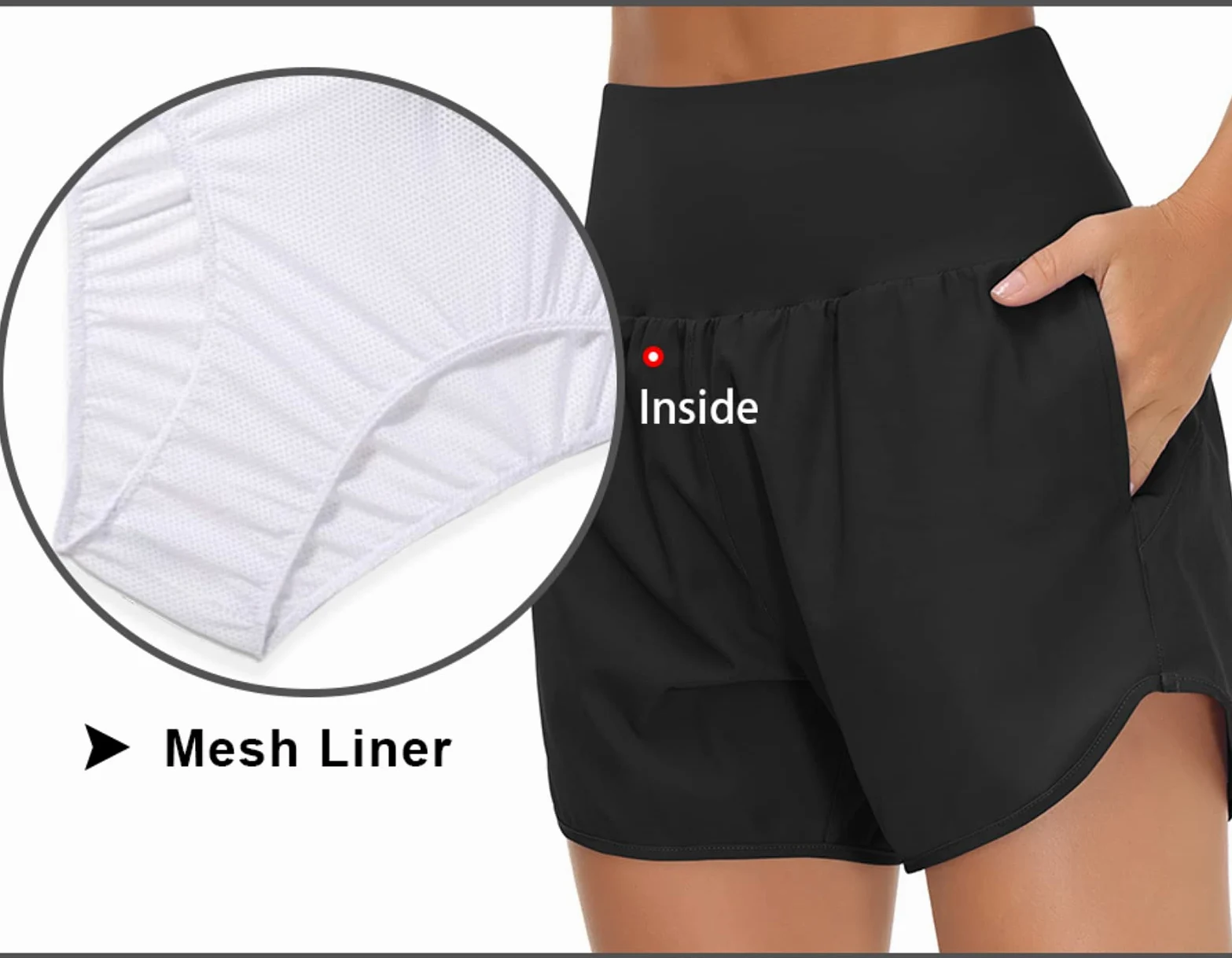 THE GYM PEOPLE Pantalones cortos de correr de cintura alta para mujer con forro atlético para senderismo, entrenamiento, bolsillos con cremallera