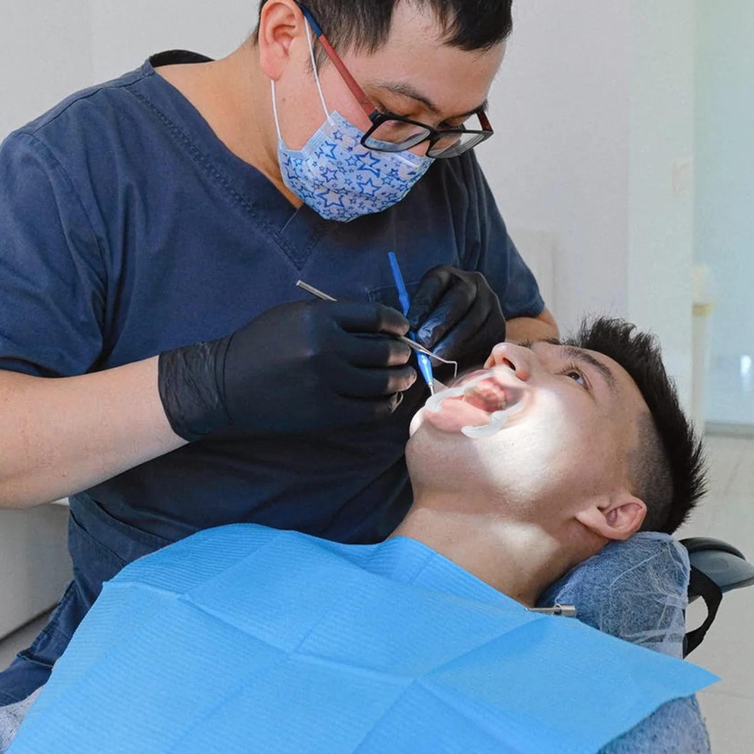 Abridor de Boca Dental C-forma 12 Piezas para Inspección Oral y Limpieza