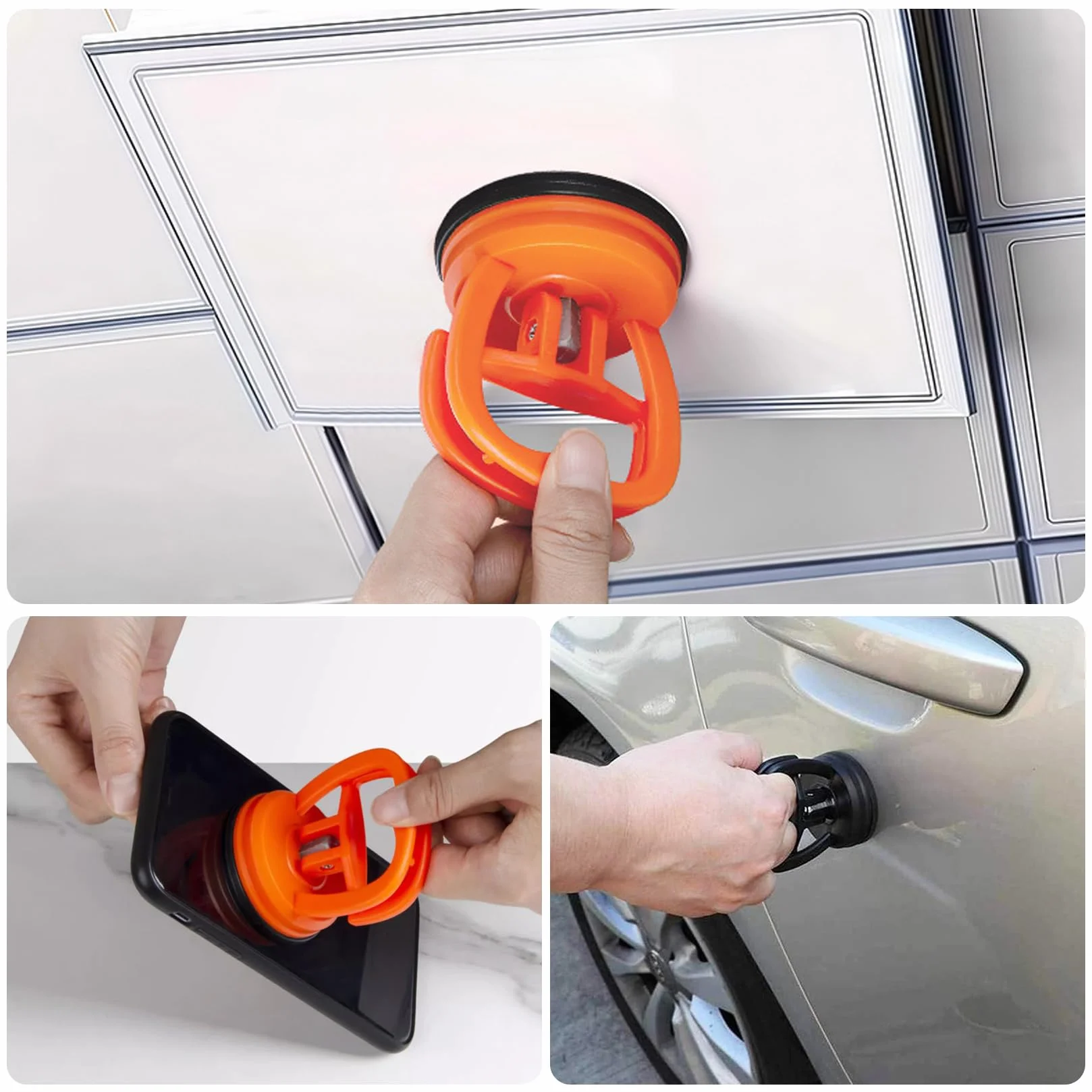 Ventosas para Coche Sacabollos, Kit de Reparación de Extractor de Abolladuras, 4 Piezas para Cristales y Pantallas