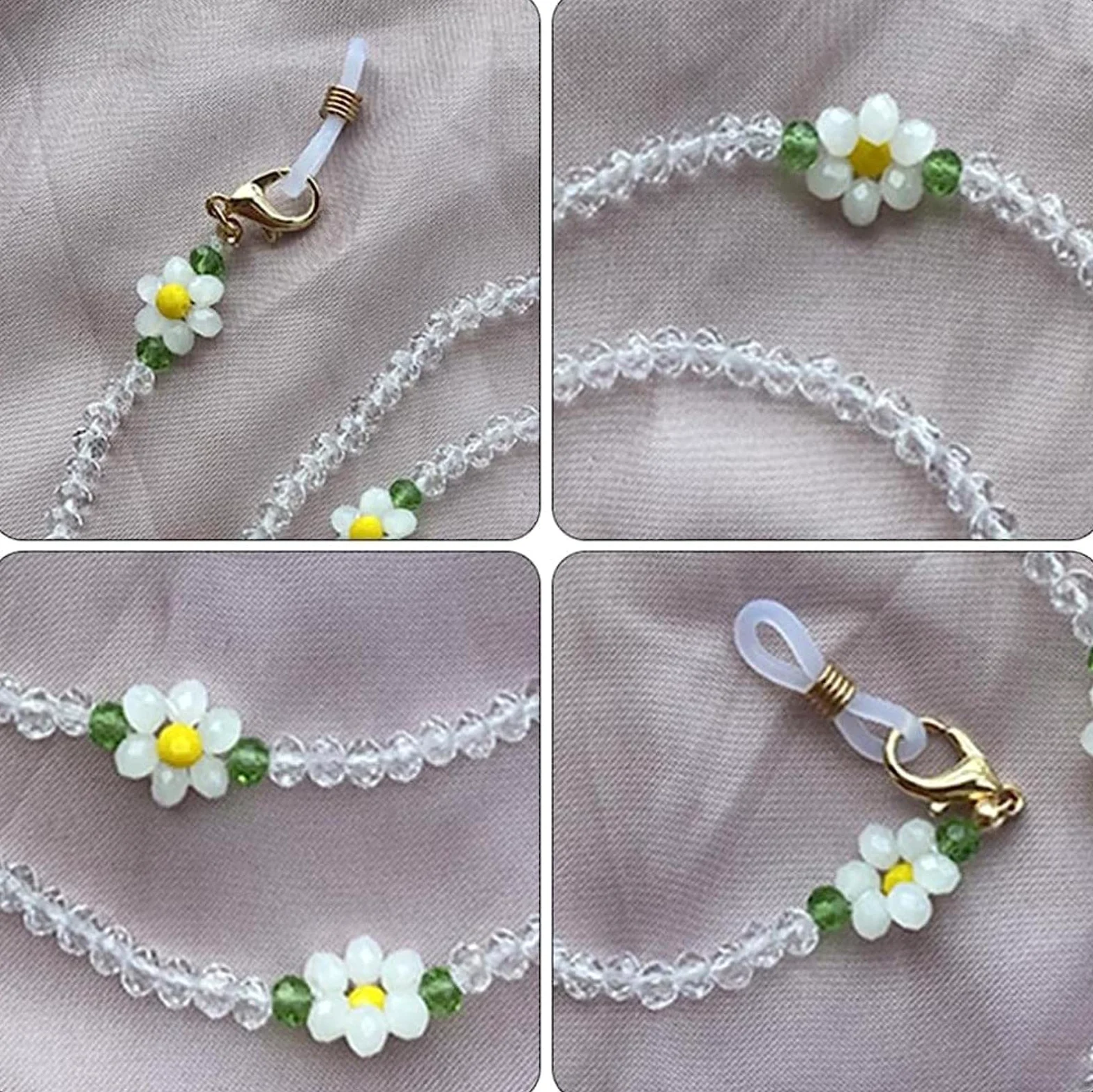 2/3 Piezas de Cadenas para Gafas, cordón para Gafas, Soporte para Gafas con Forma de Flor, Correa para Mujer