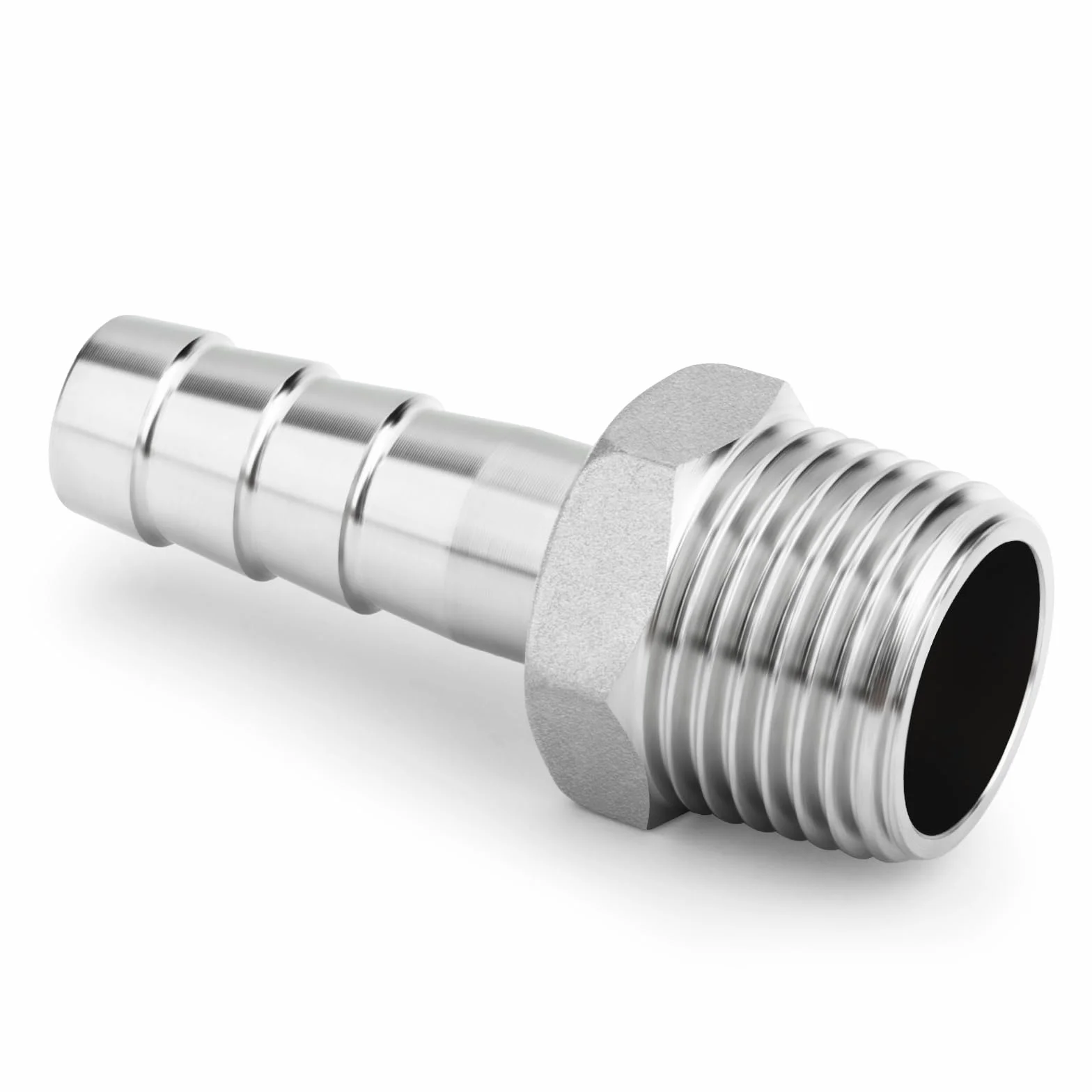 Racores de acero inoxidable 304 con espiga, 10 mm a rosca macho BSP de 3/8", conectores de compresión para agua, combustible, aire