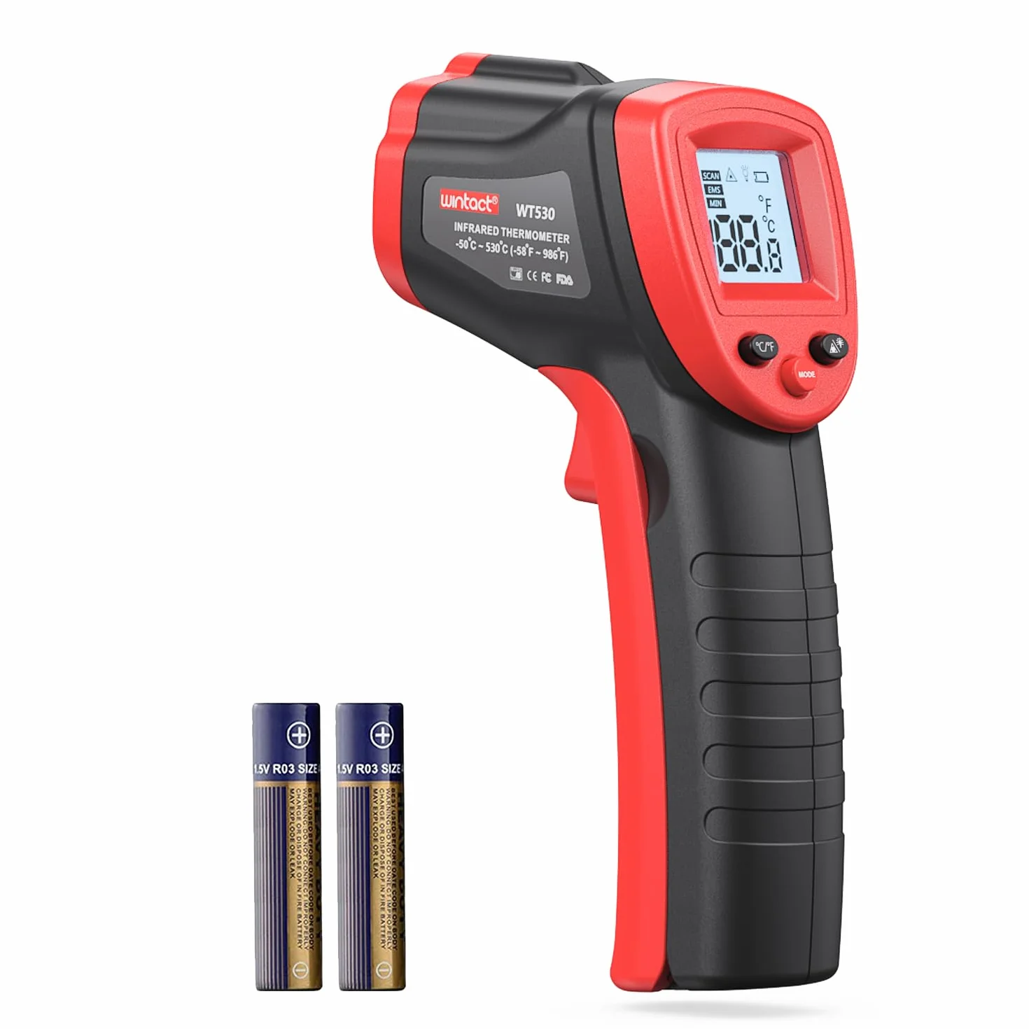 Termómetro infrarrojo Wintact -50°C a 590°C pistola láser temperatura sin contacto para cocinar
