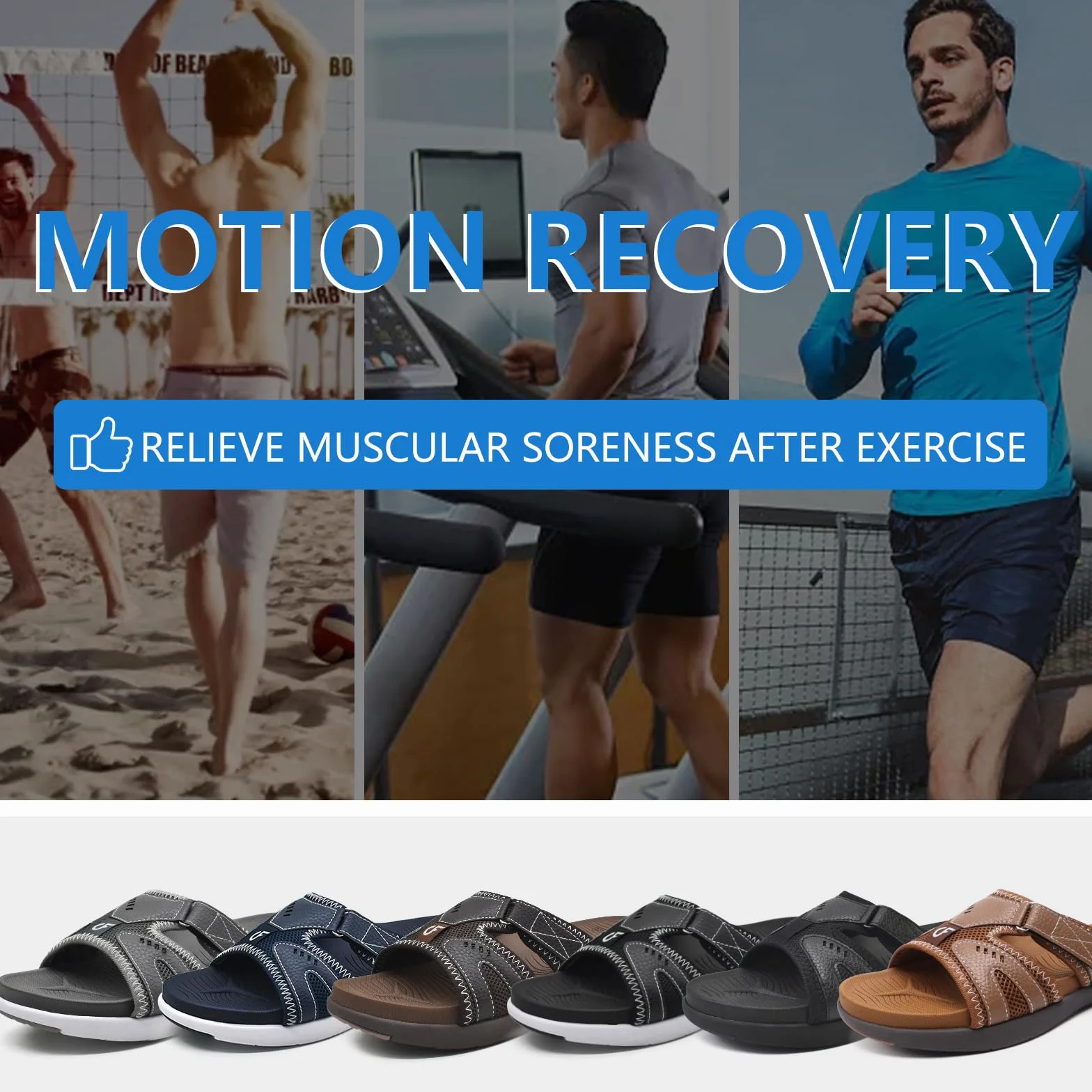 COFACE Hombre Sandalias de Recuperación Deportiva Fascitis Plantar Cojín Suave Soporte de Arco Ligero Toboganes Ortopédicos para Hombre