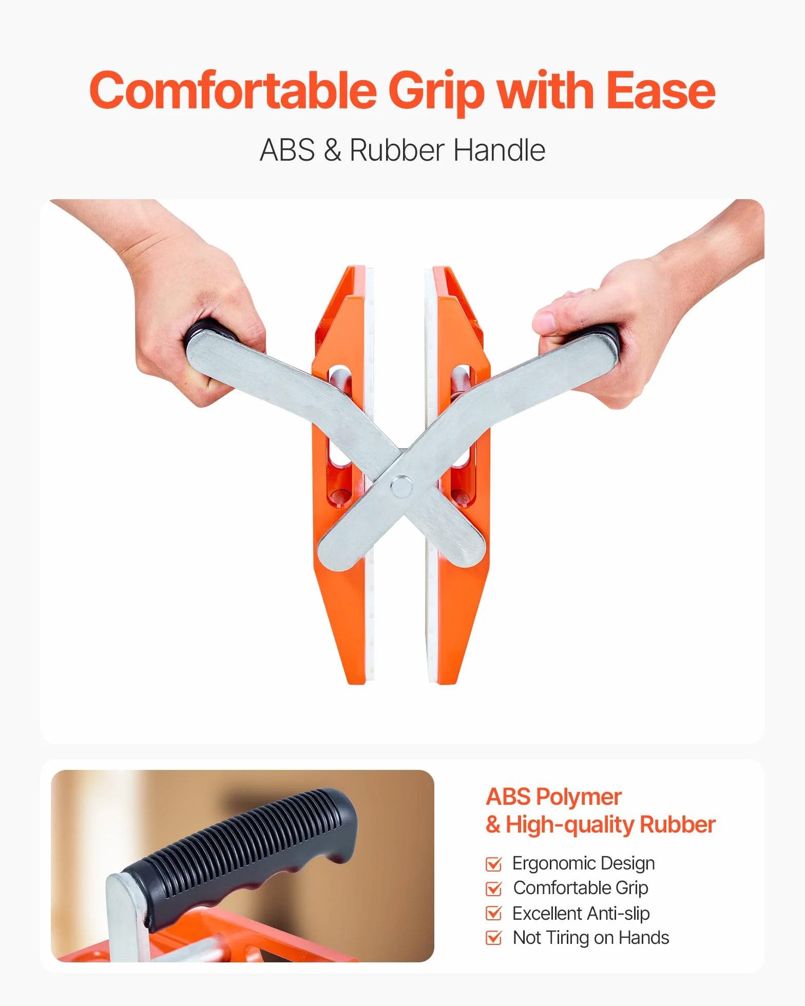 VEVOR Abrazaderas de Doble Mano para Transportar Piedras, Carga 299,4 kg, Herramientas de Elevación para Paneles de Granito