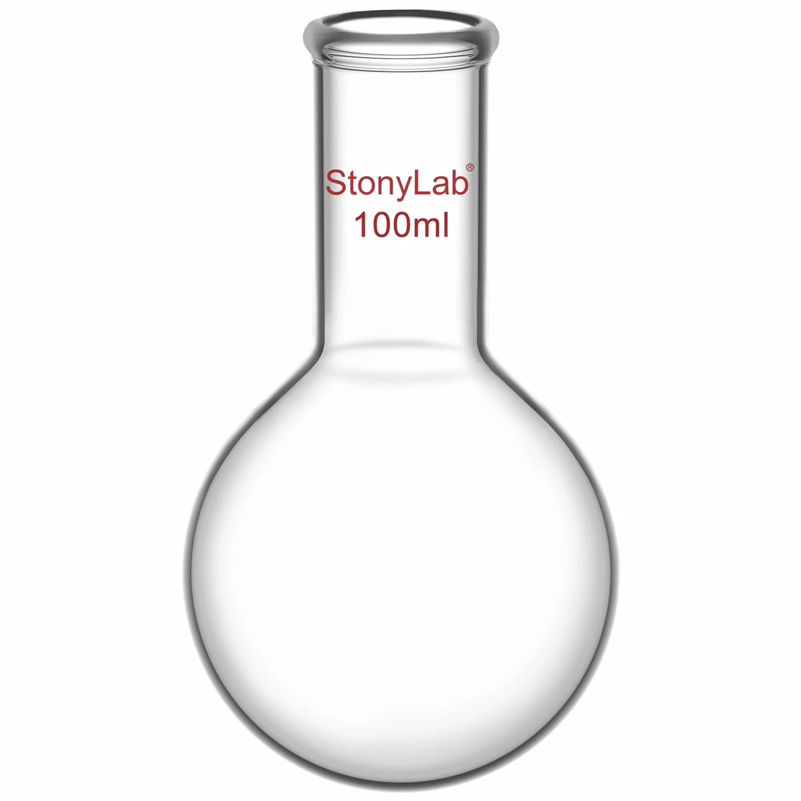 Matraz Fondo Redondo Cuello Largo de Cristal Borosilicato Pared Gruesa RBF 100ml
